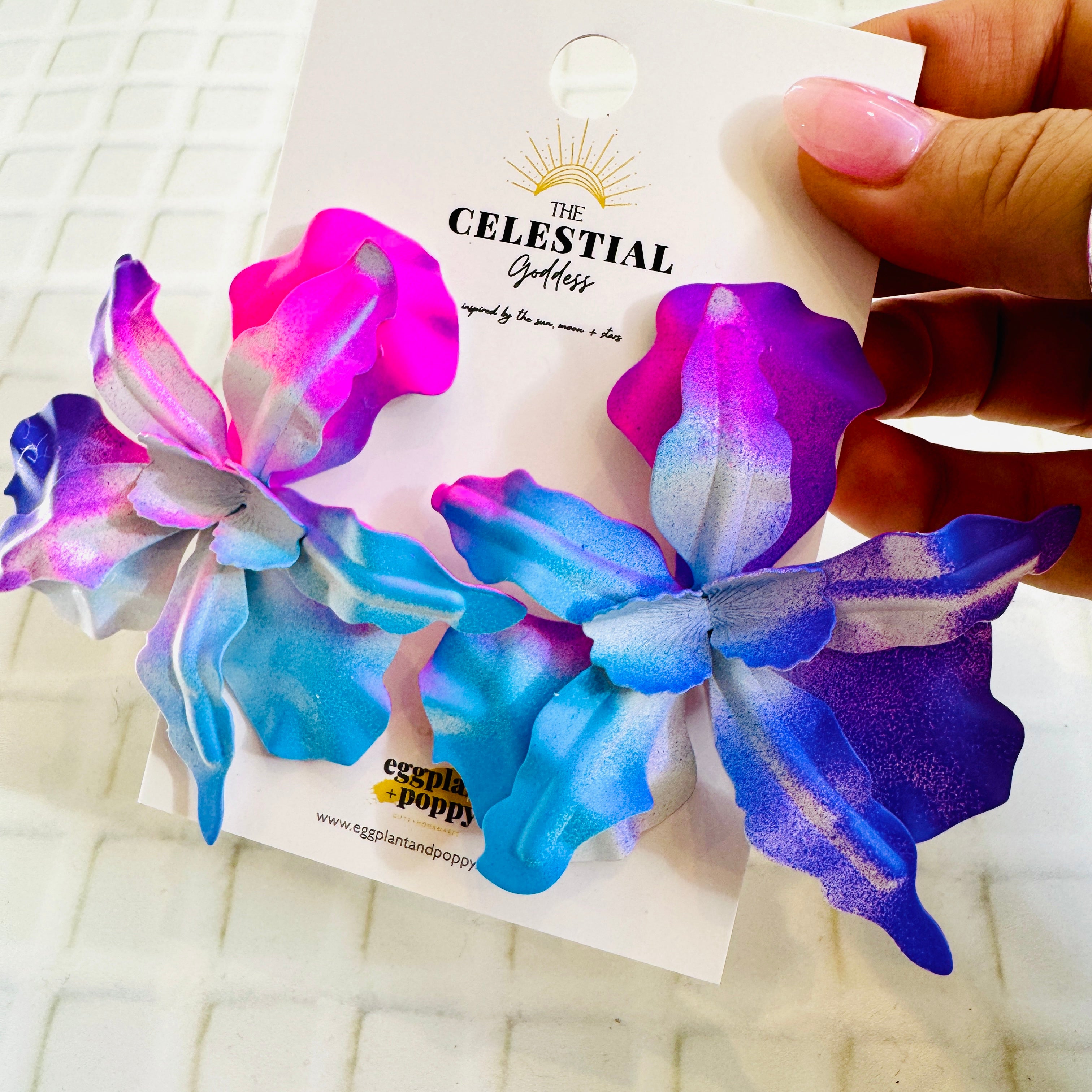 Large Orchid Stud Earrings