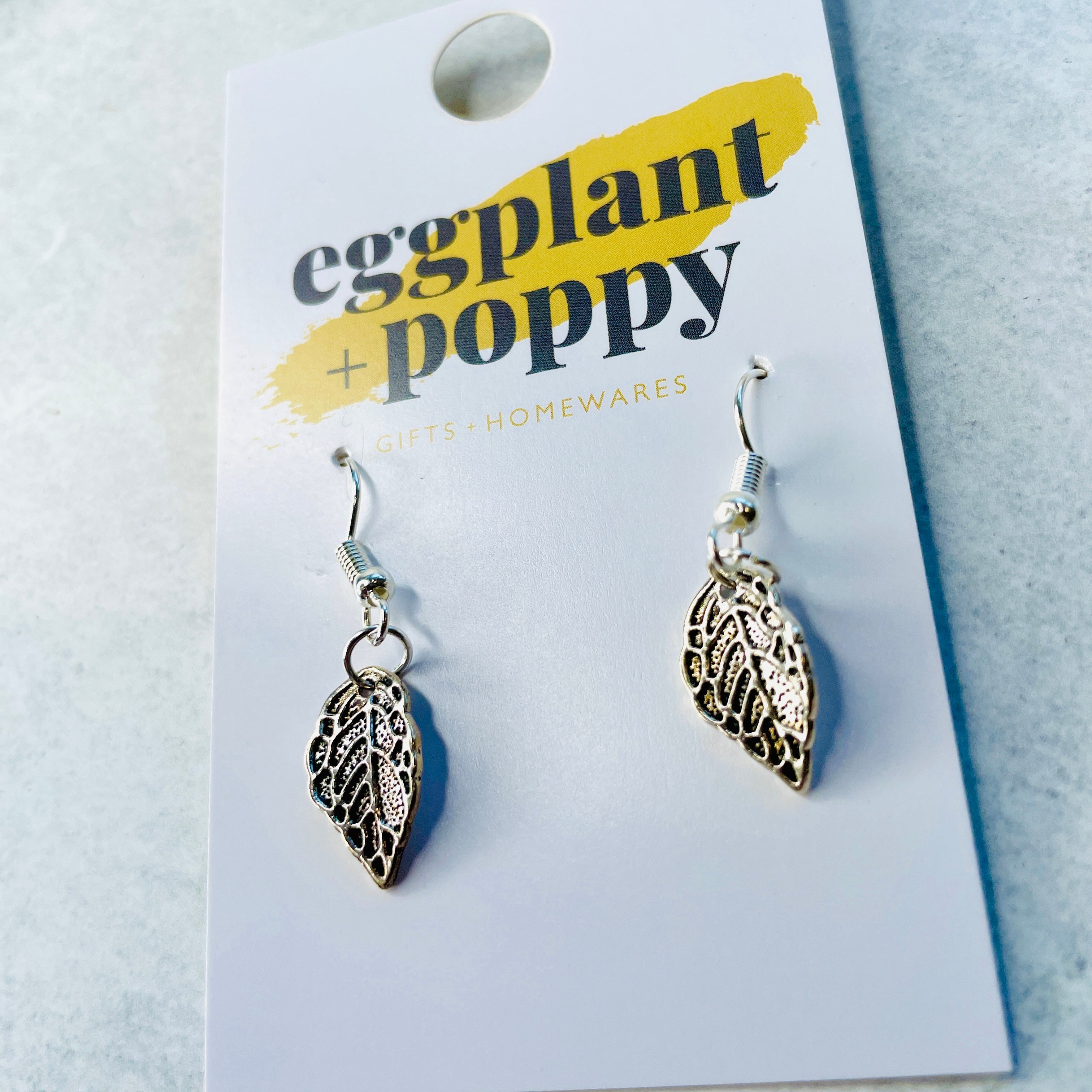 Silver Leaf Charm Earrings