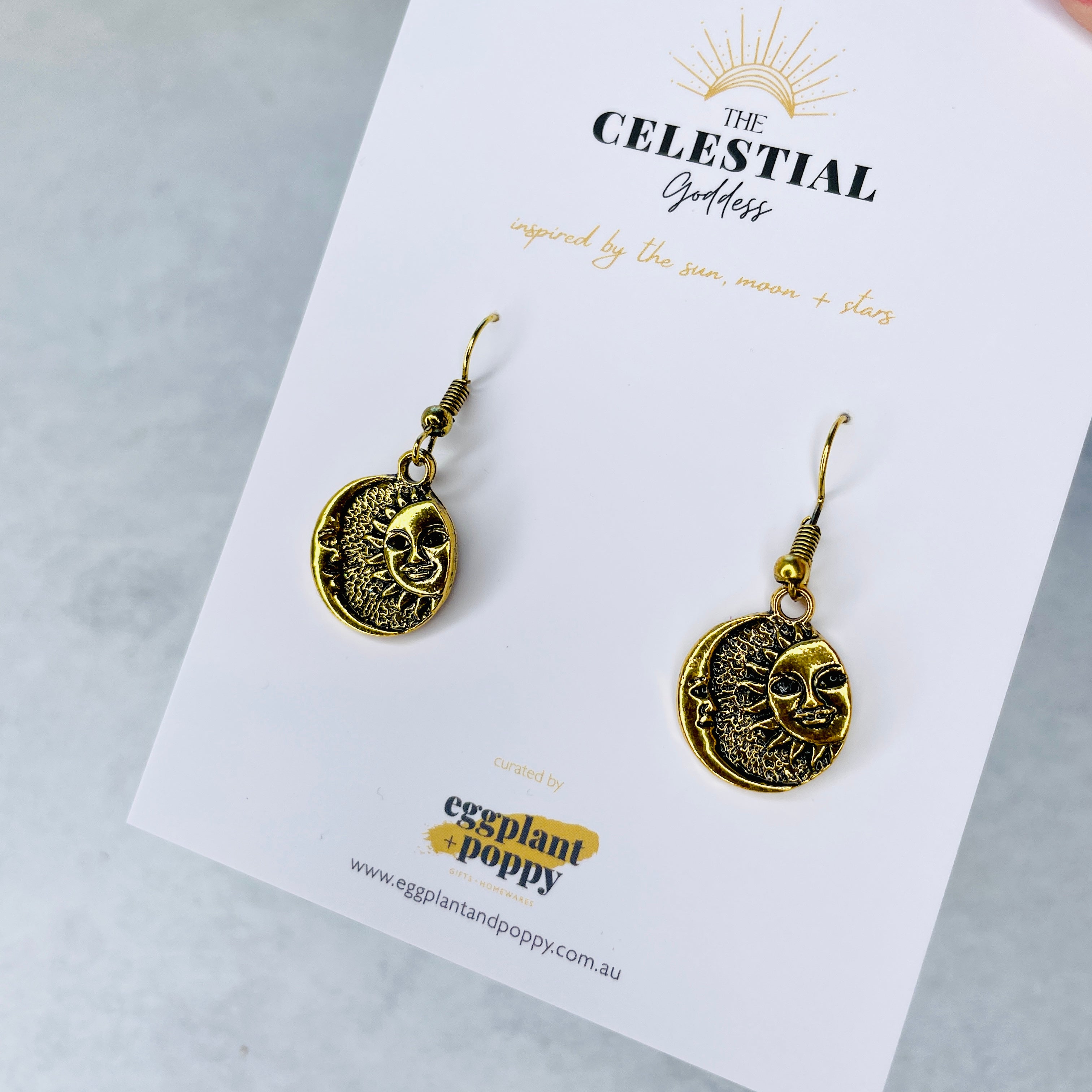 Gold Sun & Moon Earrings