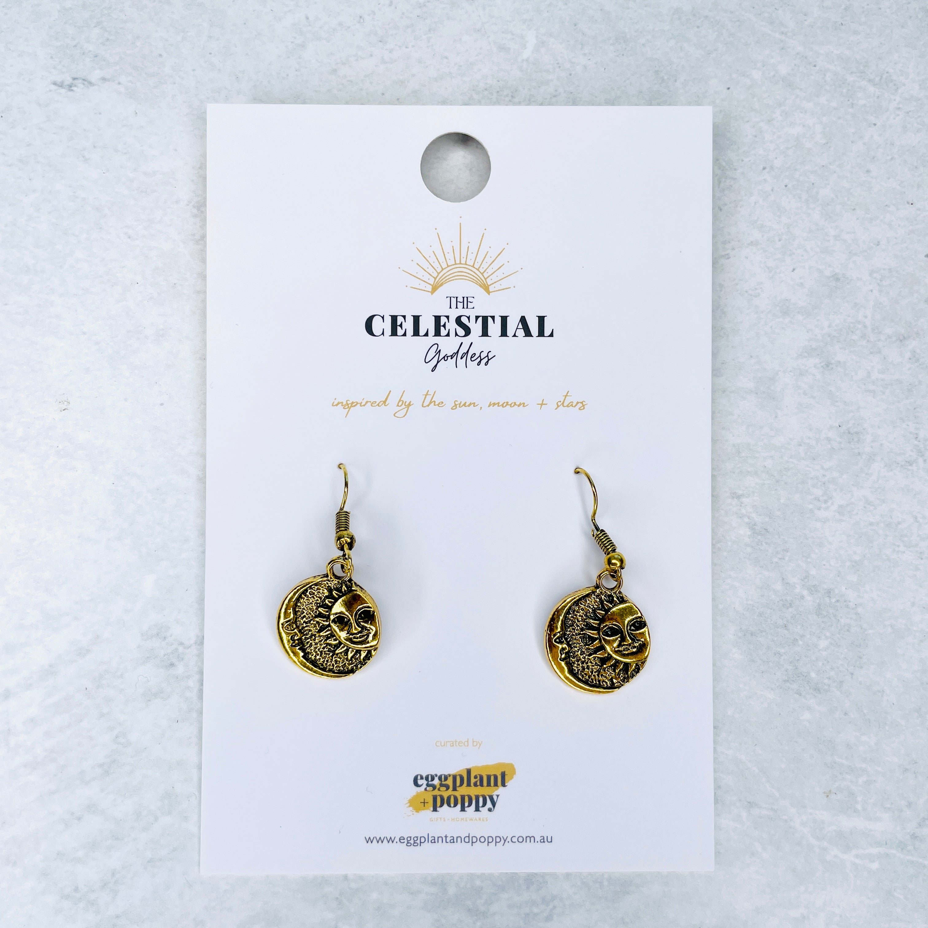 Gold Sun & Moon Earrings