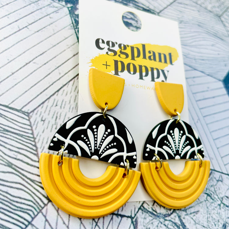 Mustard Deco Arch Earrings