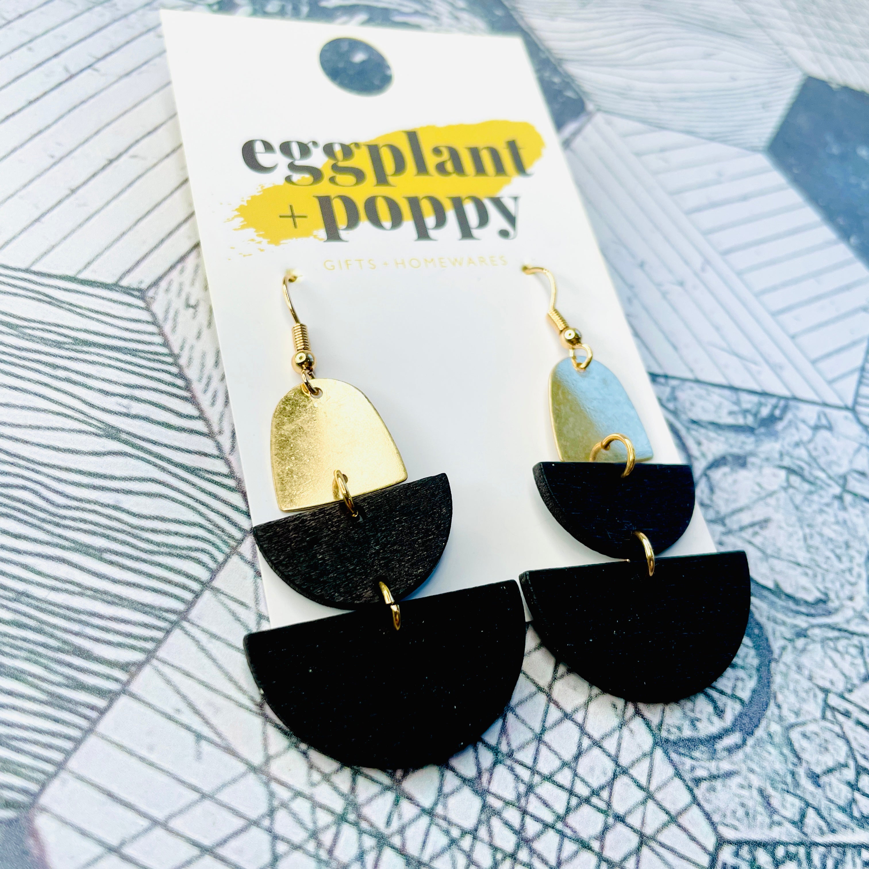 Black & Gold Segment Earrings