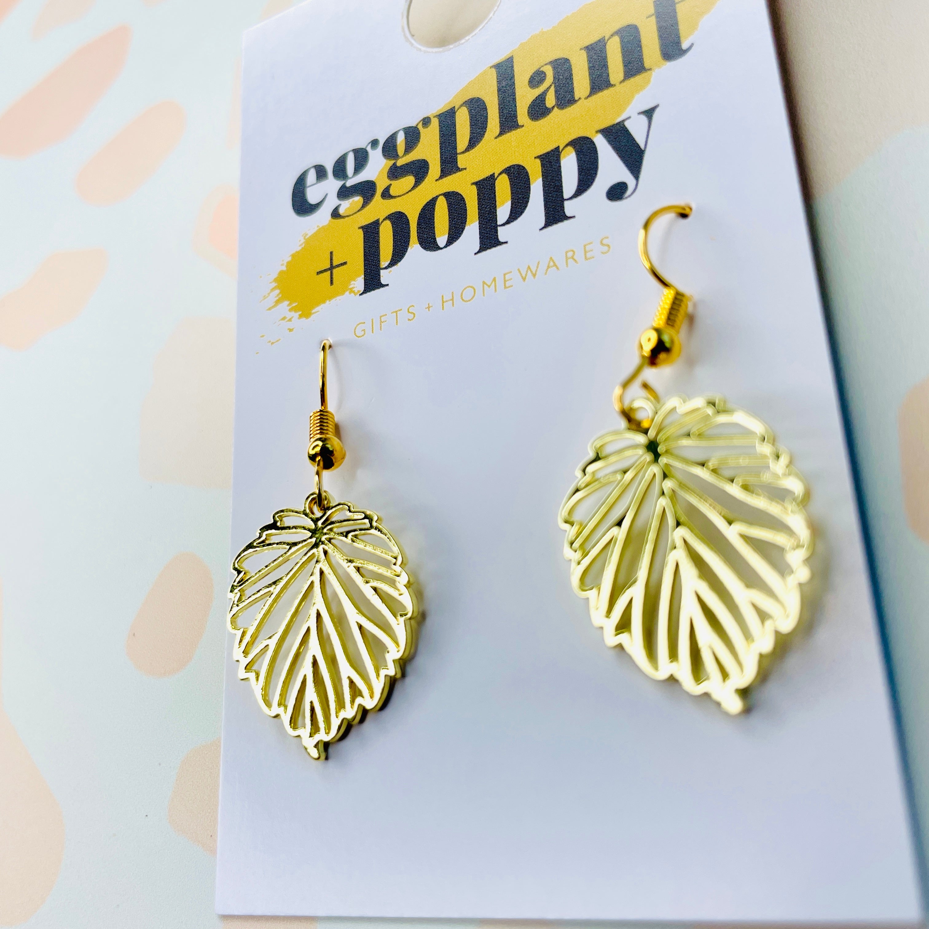 Gold Leaf Charm Earrings