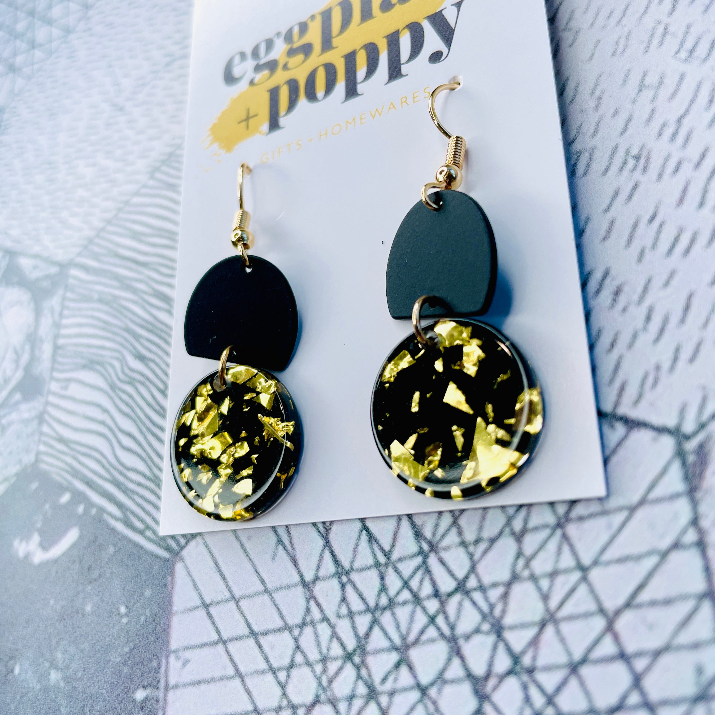 Gold & Black Acrylic Earrings