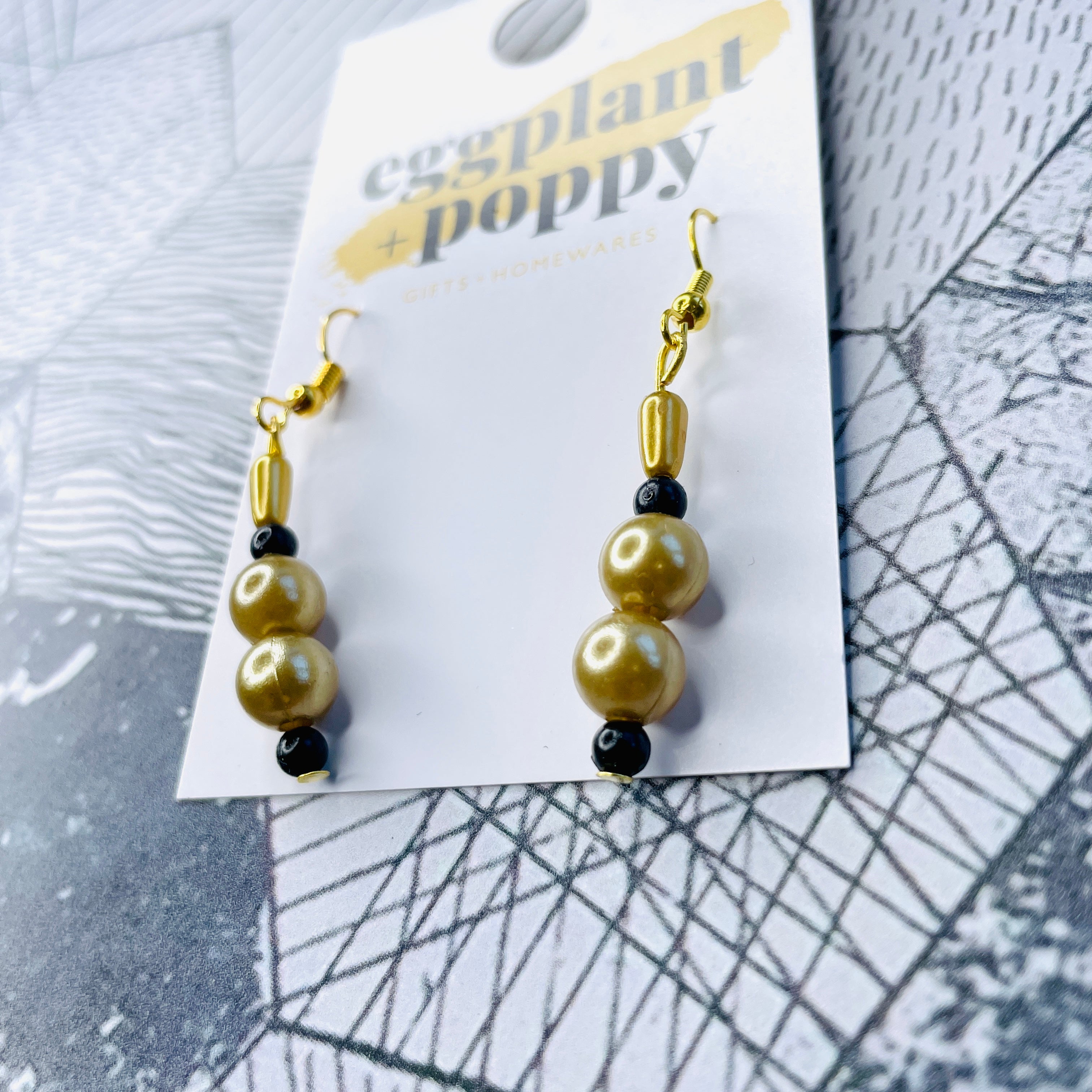 Gold Bead Drop Earrings