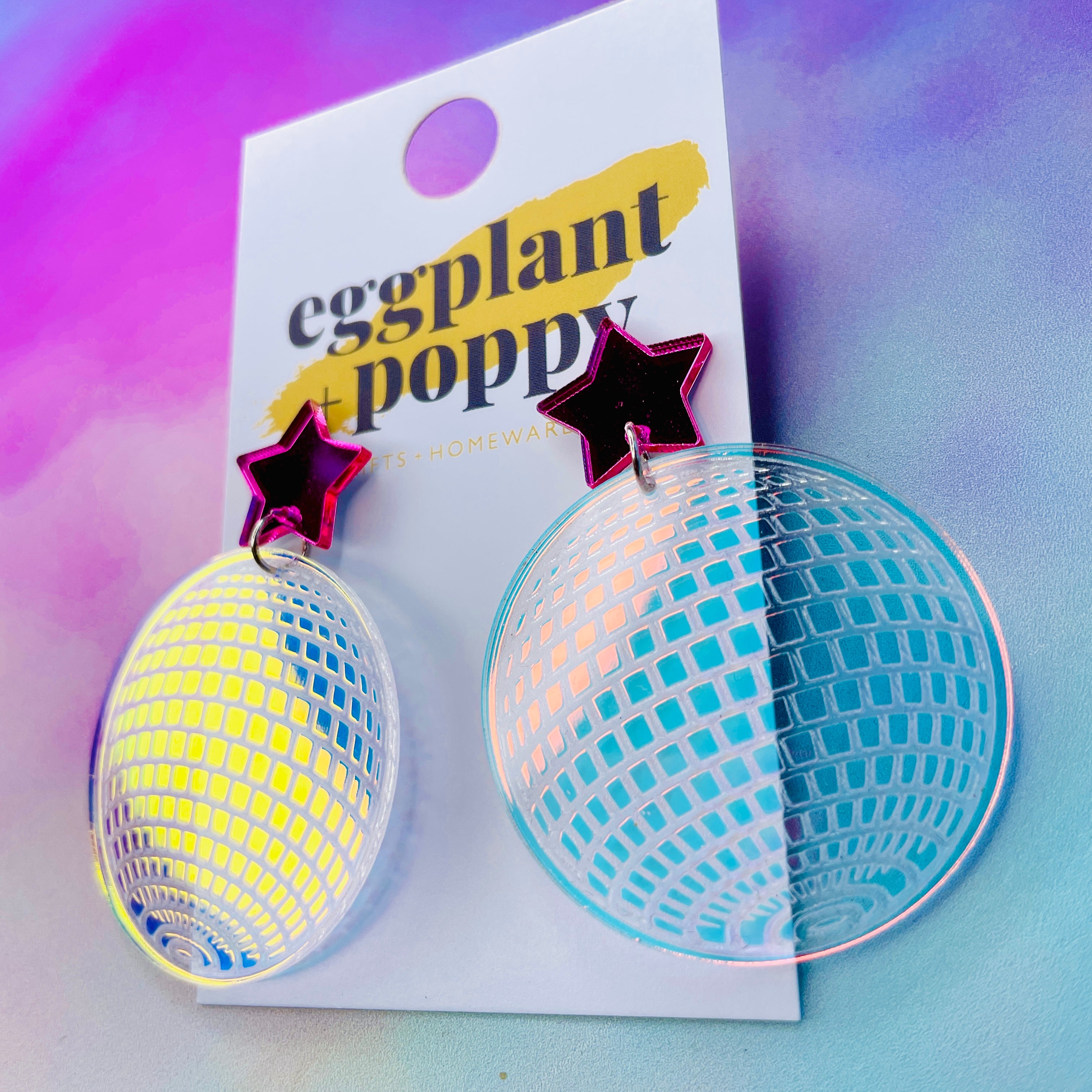 Holographic  Disco Ball Earrings