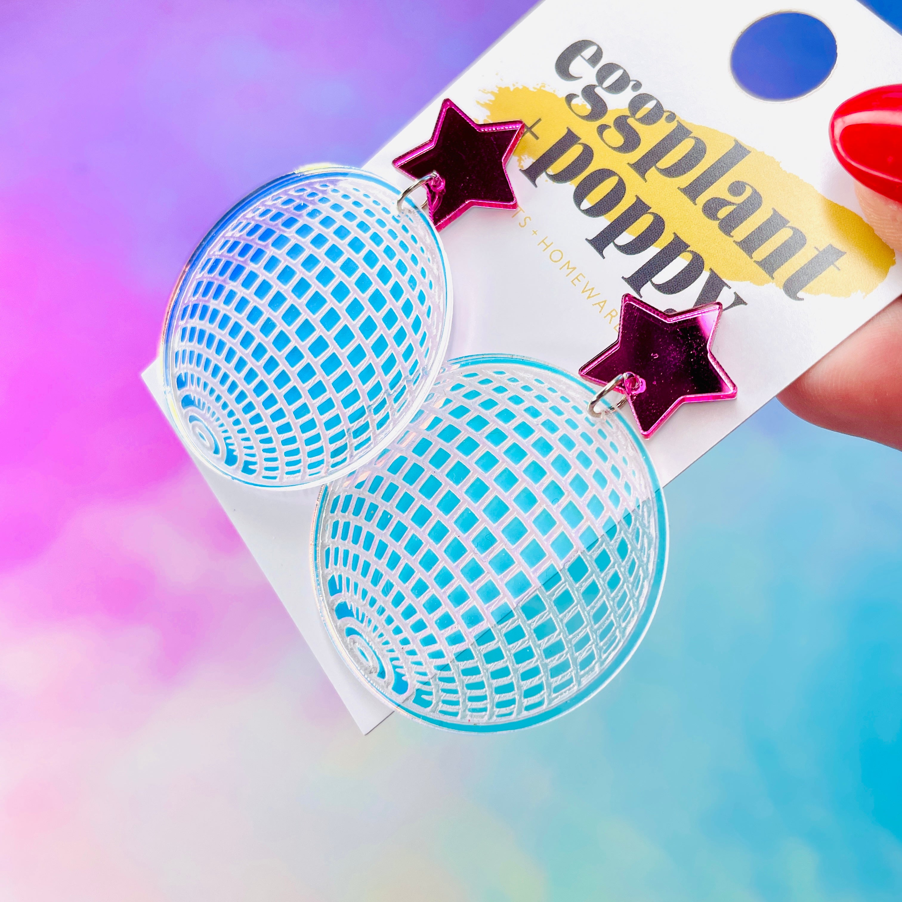 Holographic  Disco Ball Earrings