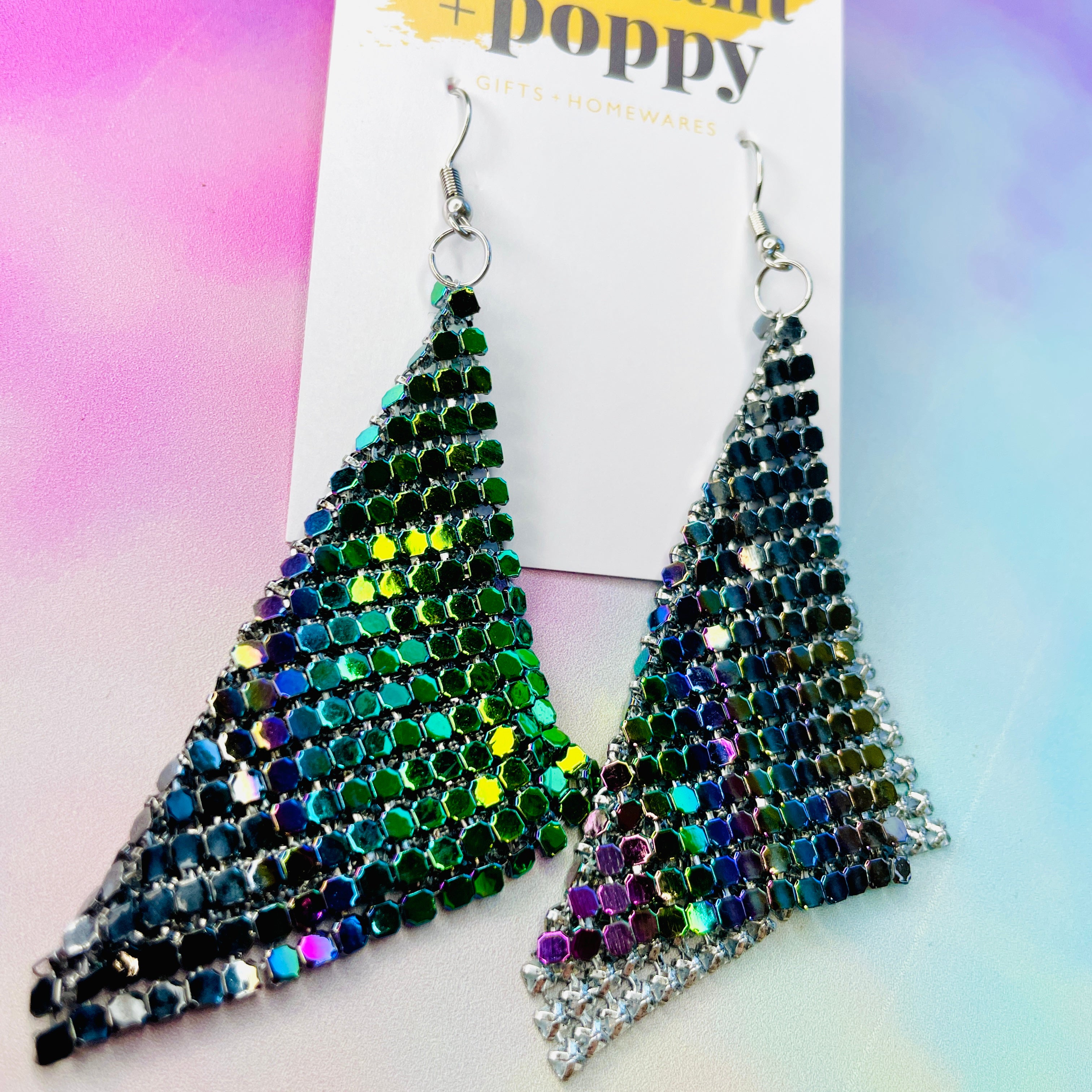 Holographic Glo Mesh Earrings