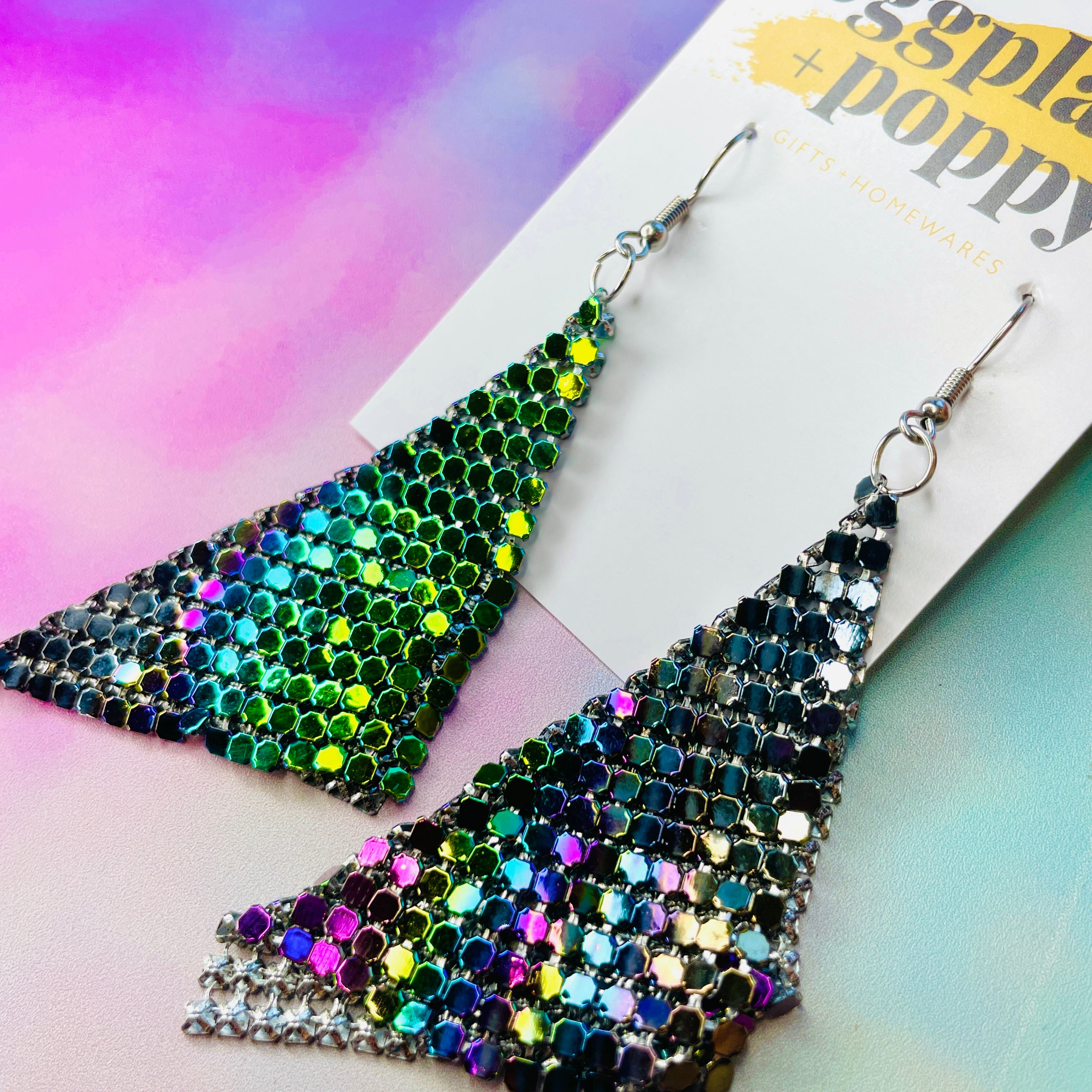 Holographic Glo Mesh Earrings