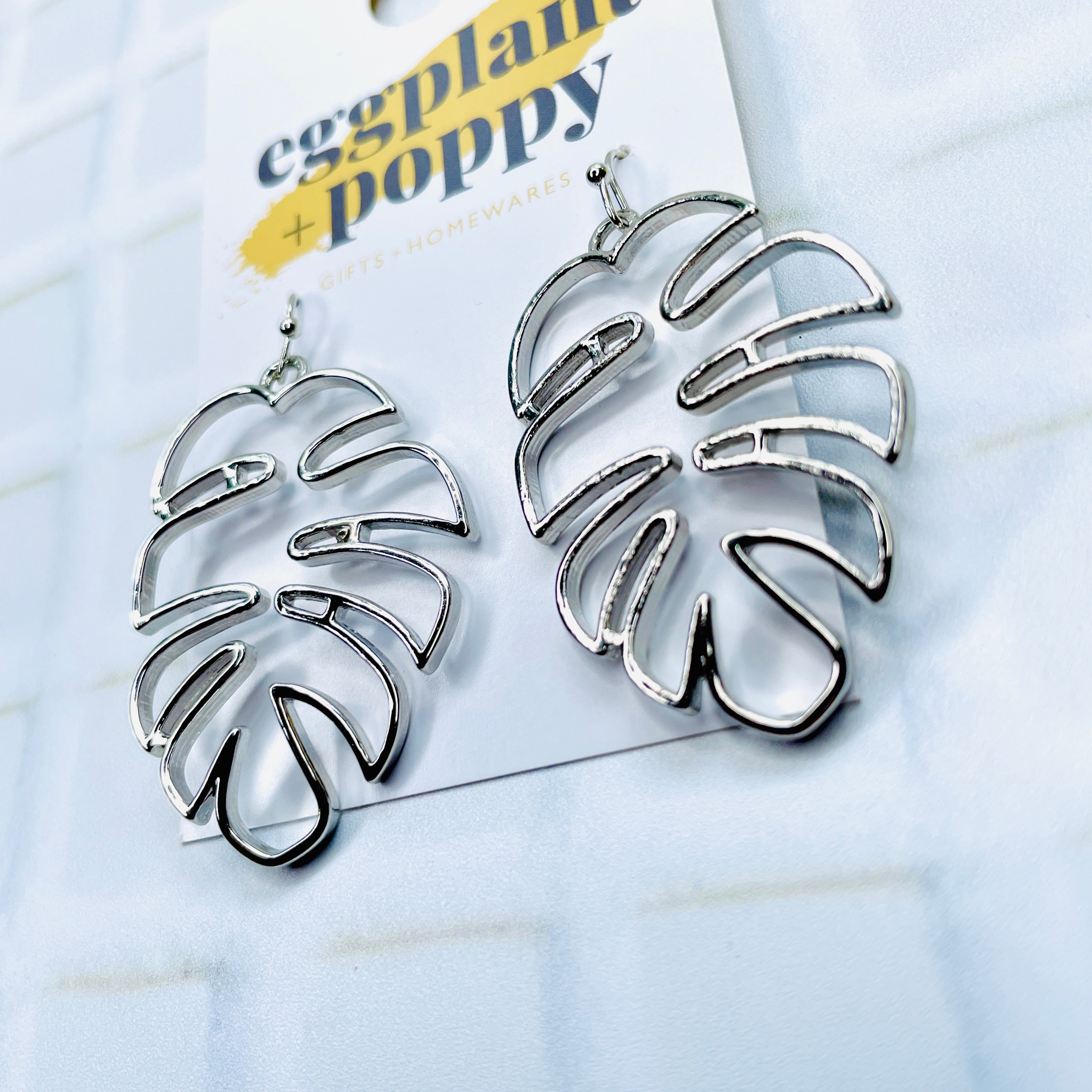 Fine Line Monstera Earrings