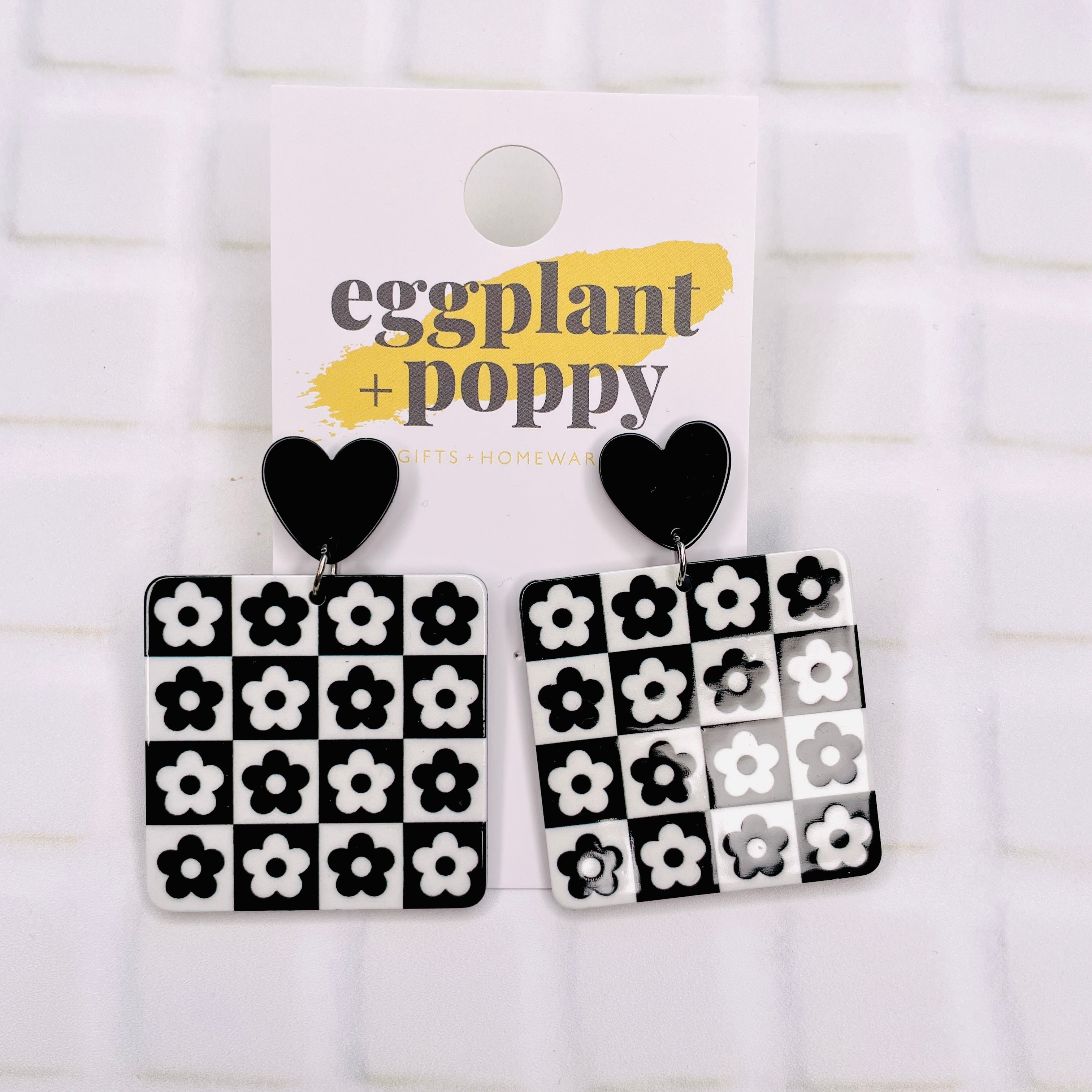 Black & White Checkered Earrings