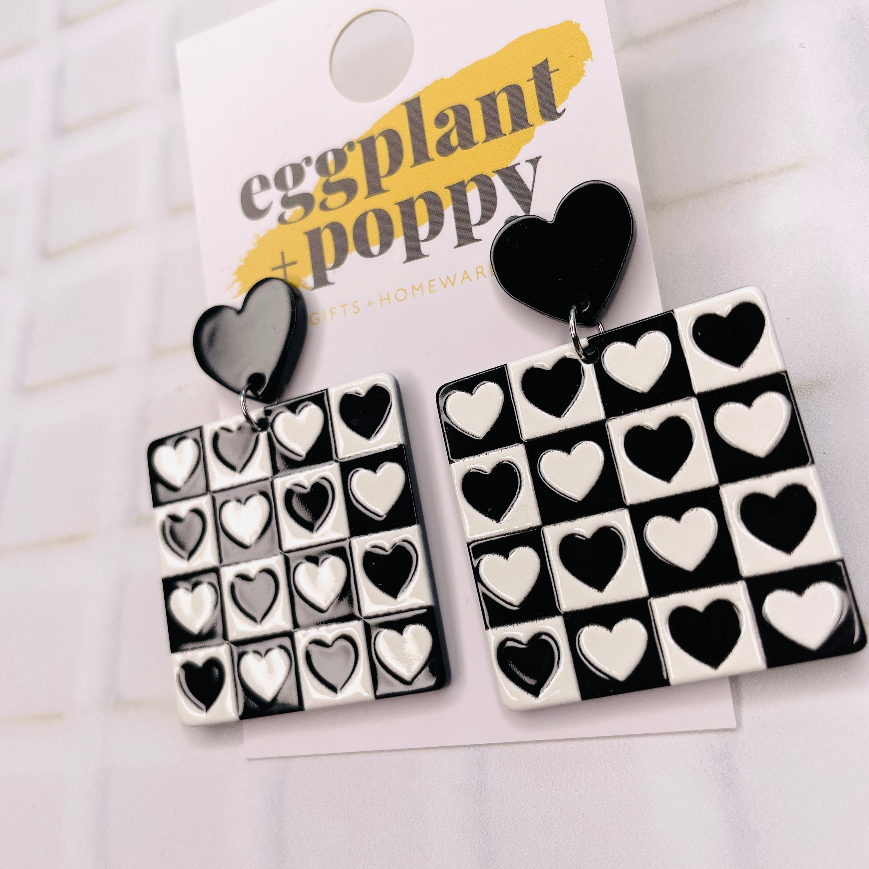 Black & White Checkered Earrings