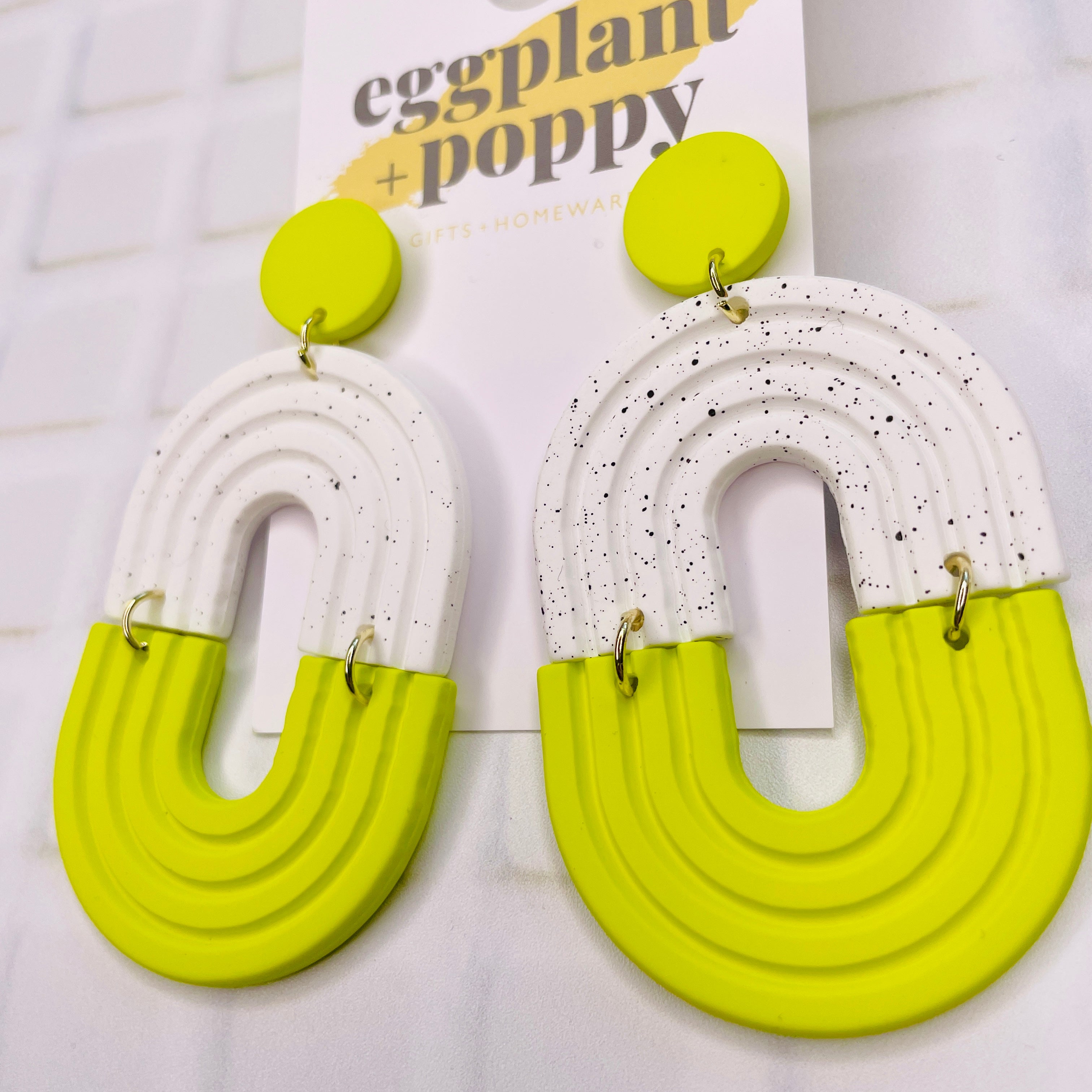 Neon & White Arch Earrings