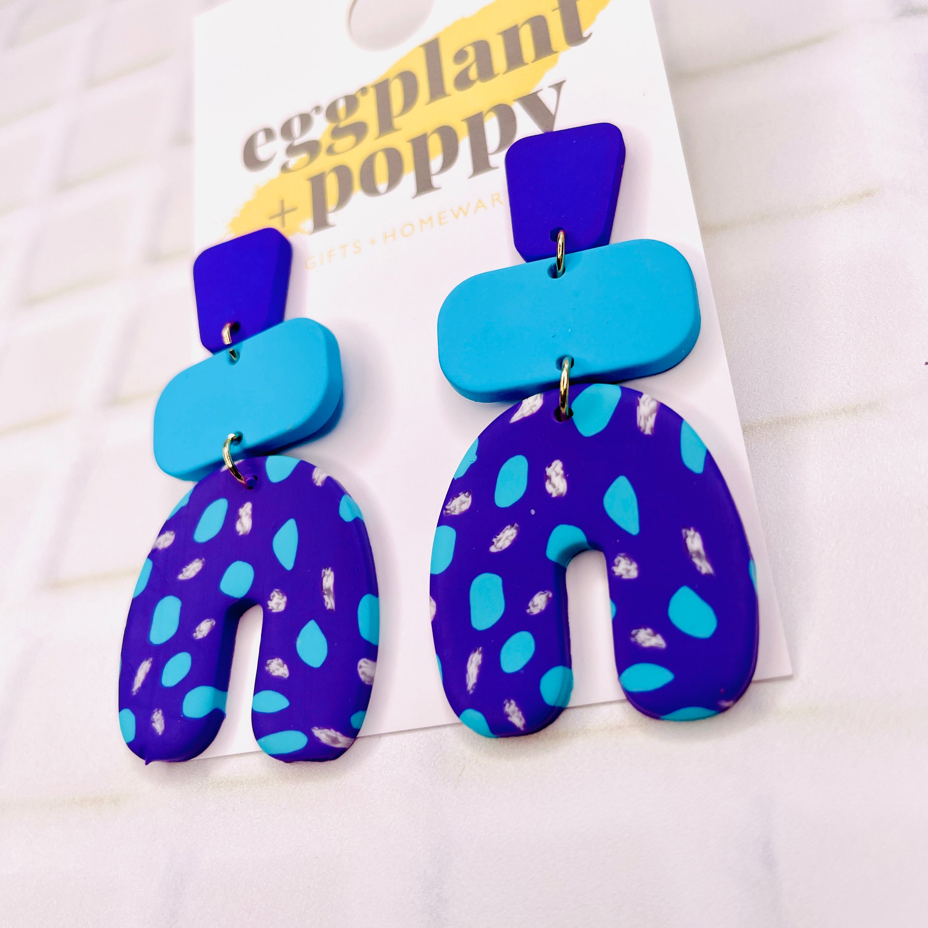 Art Earrings - Teal & Purple Shapes