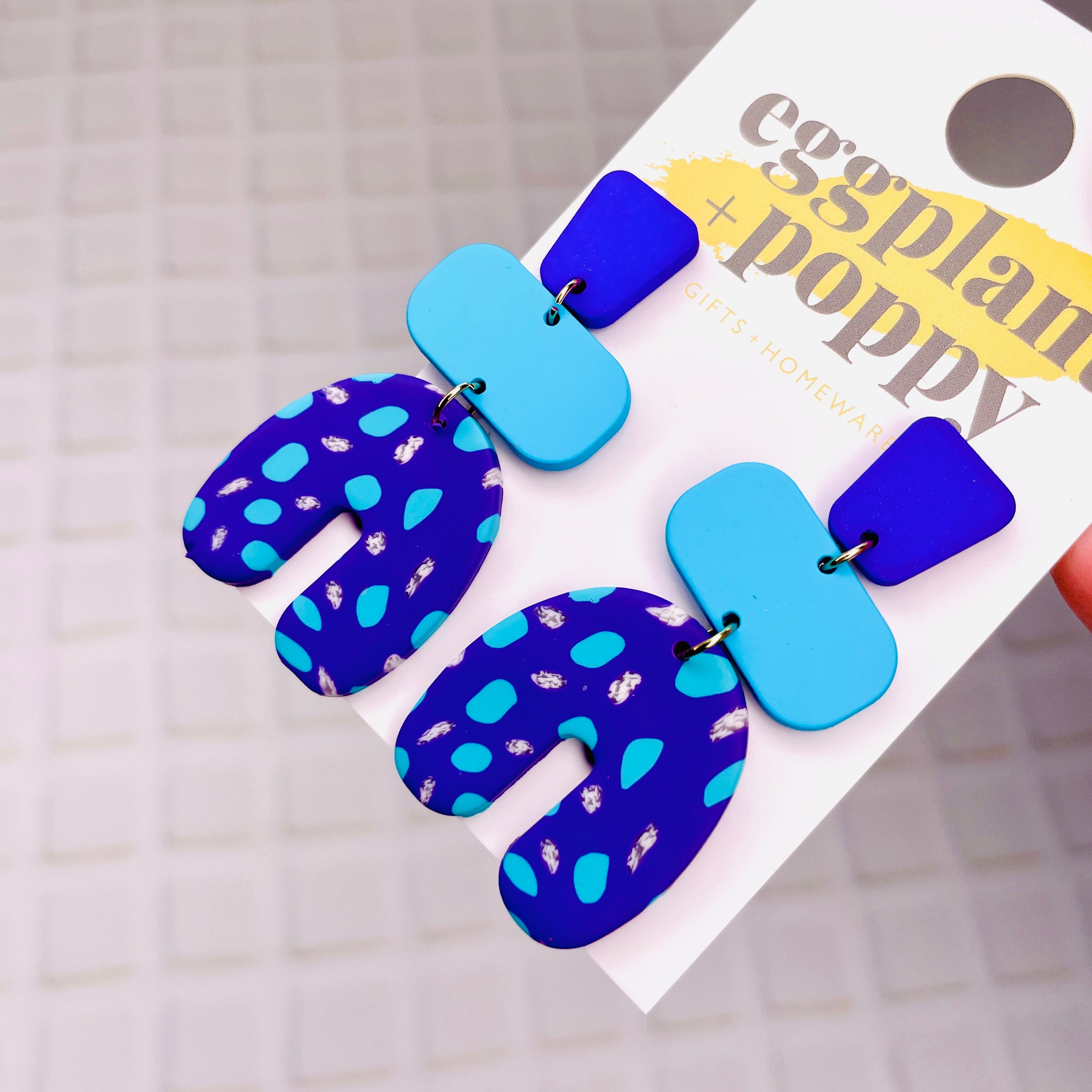 Art Earrings - Teal & Purple Shapes