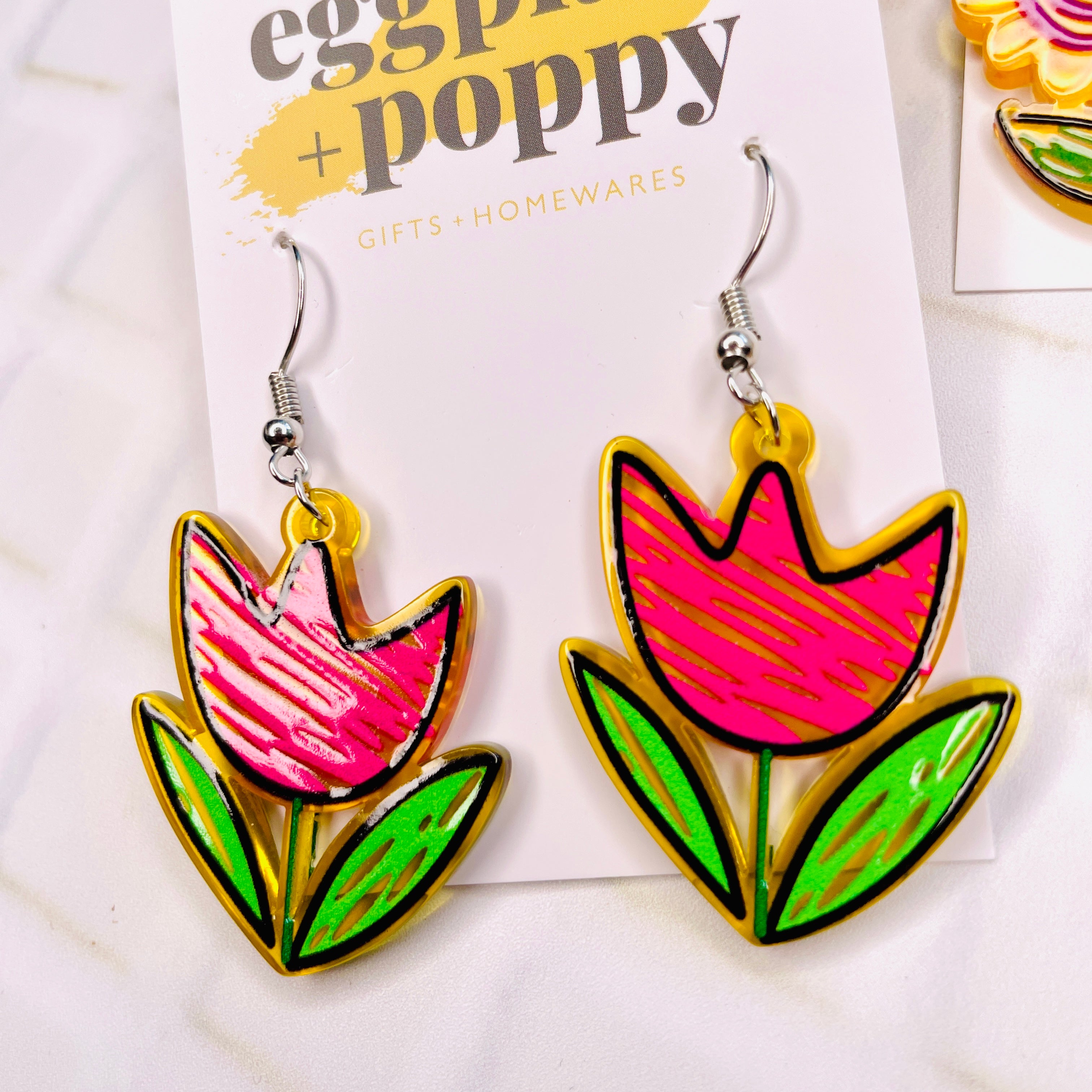 Sketched Flower Earrings