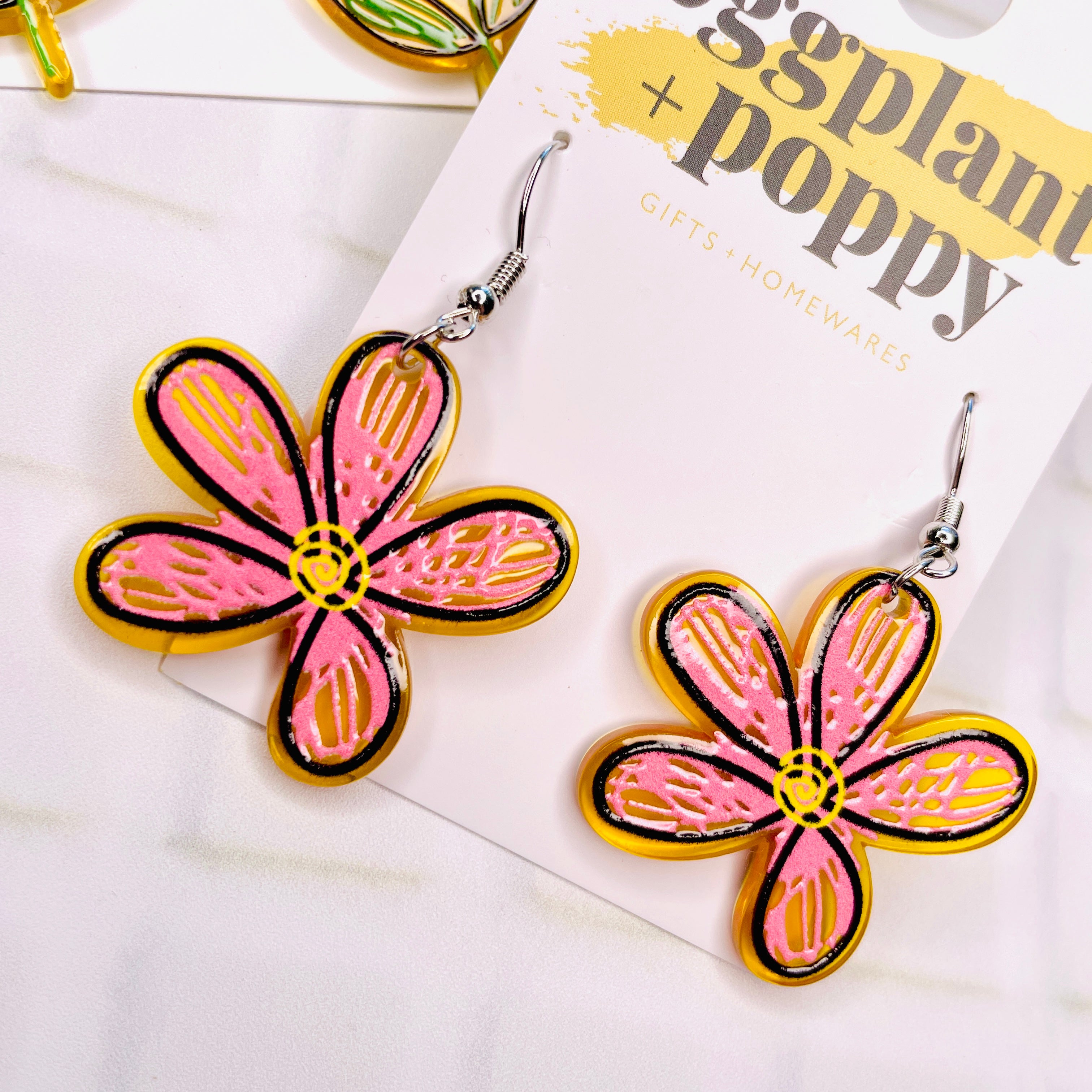 Sketched Flower Earrings