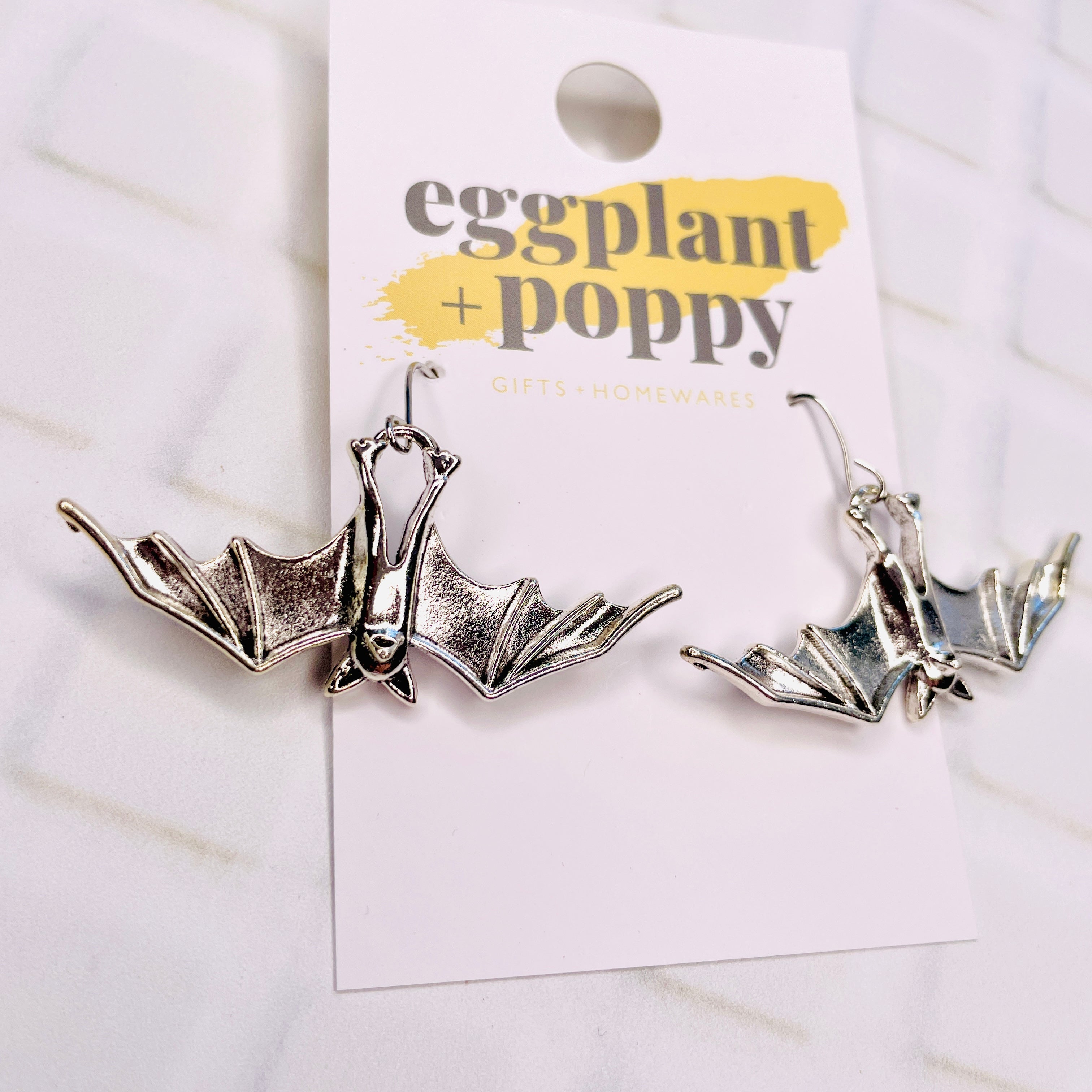 Silver Bat Earrings