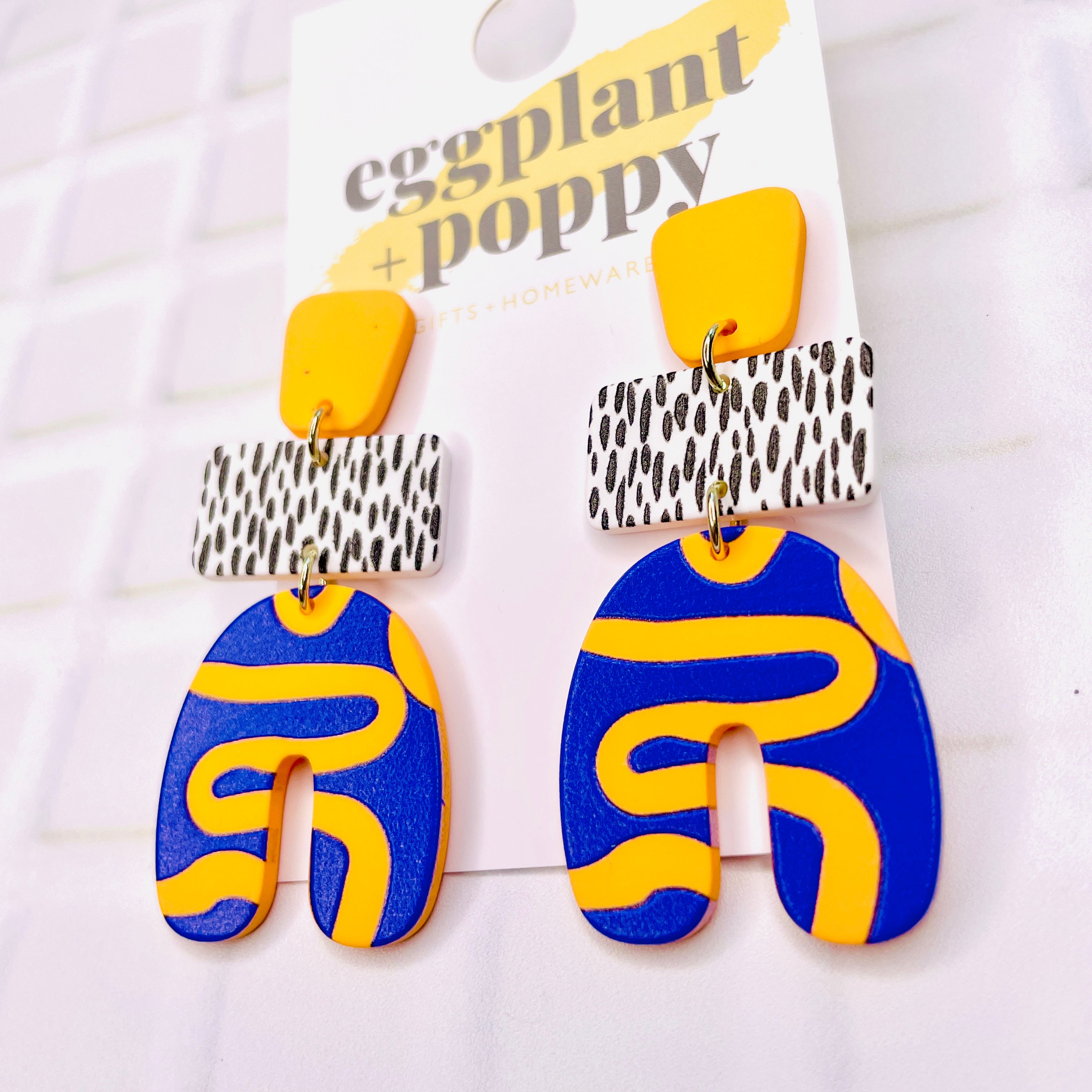 Art Earrings - Purple & Orange