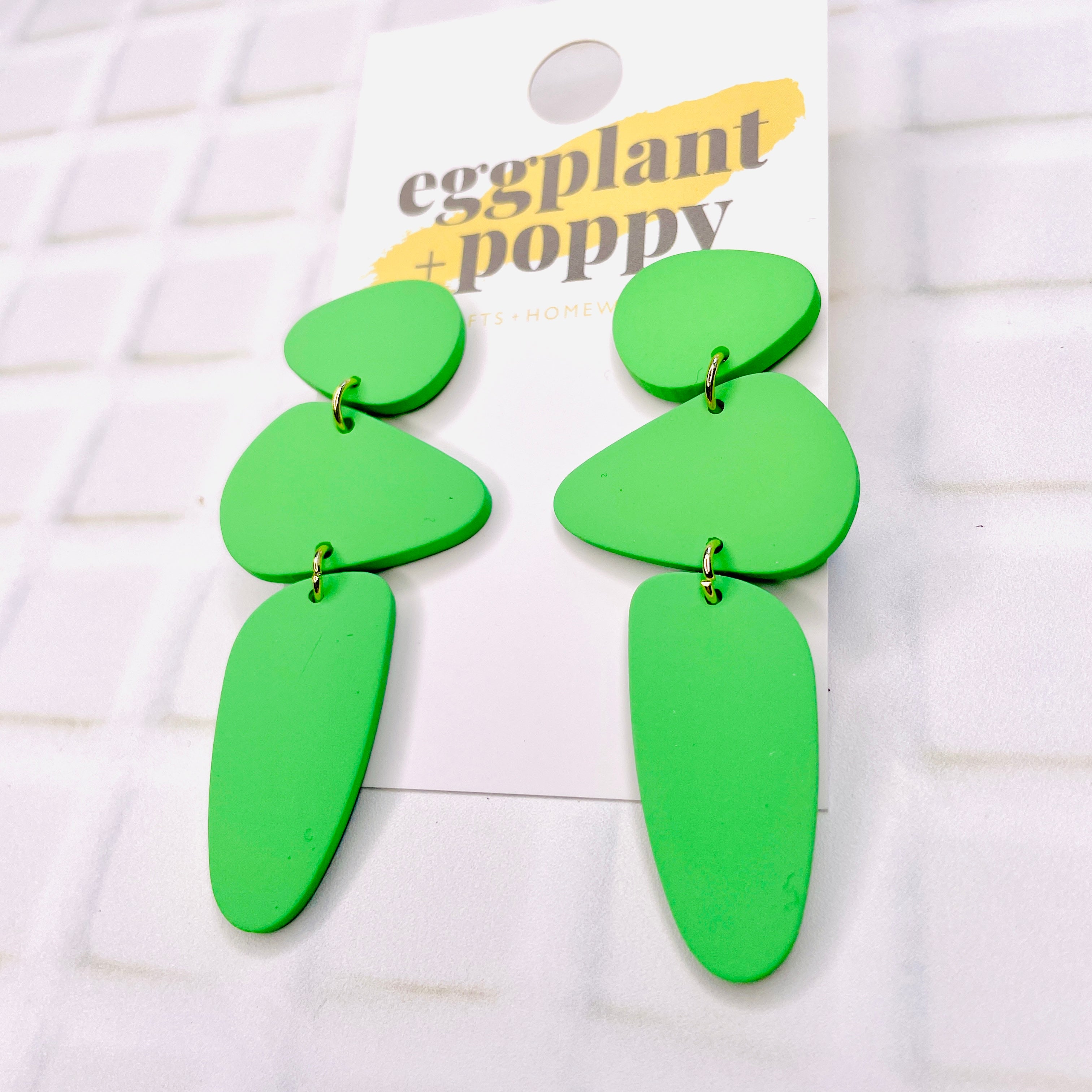 Art Earrings - Green Shapes