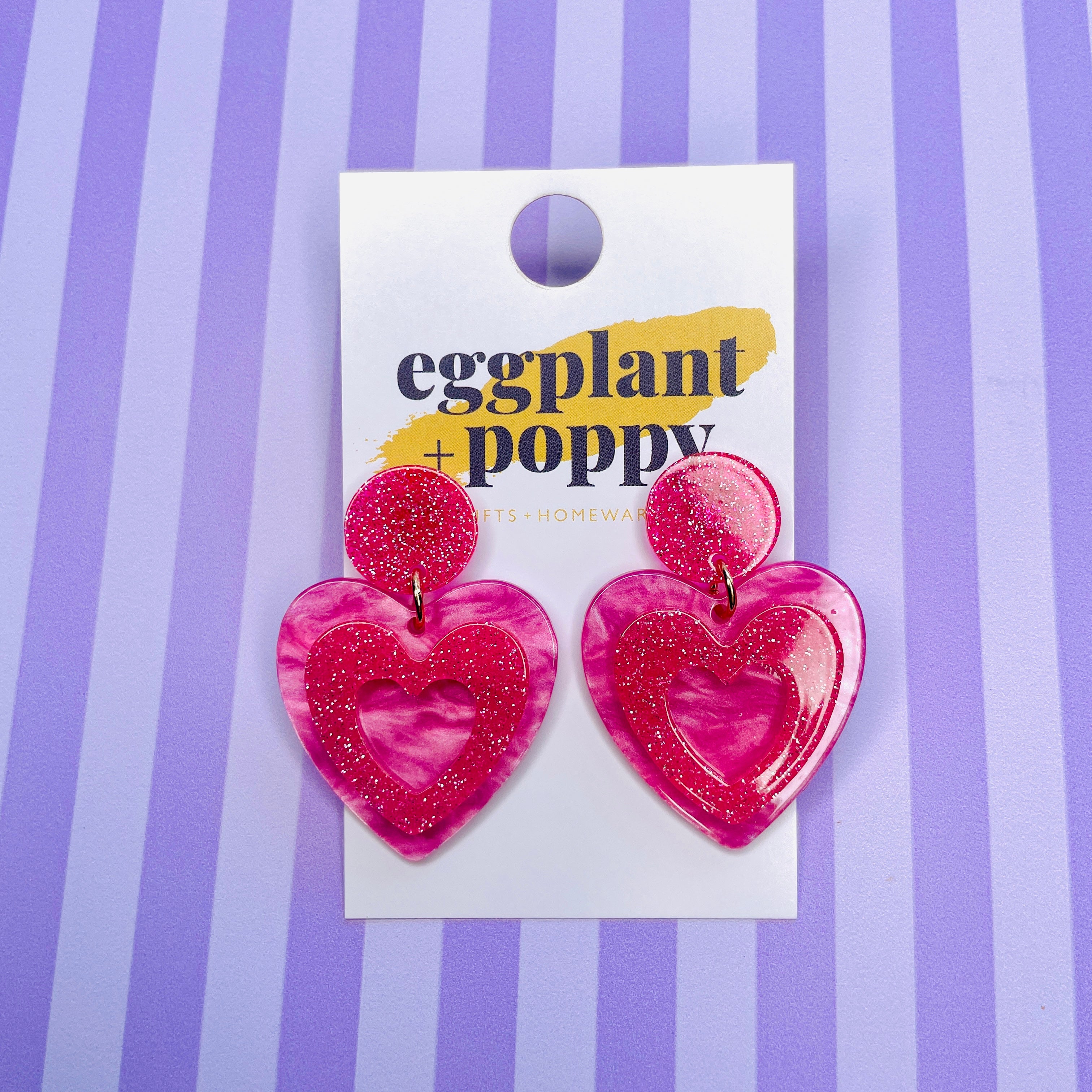 Glitter Heart Earrings