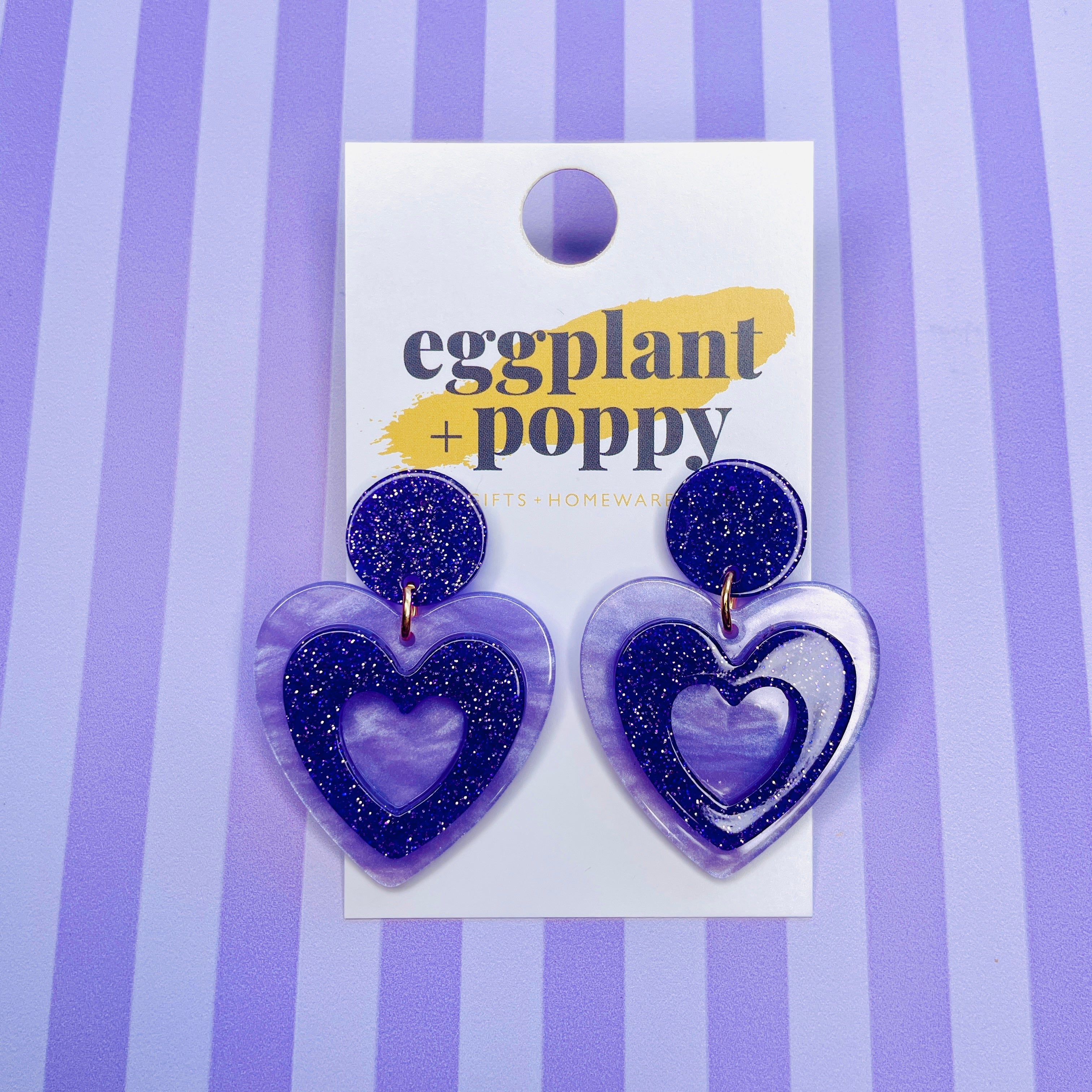 Glitter Heart Earrings