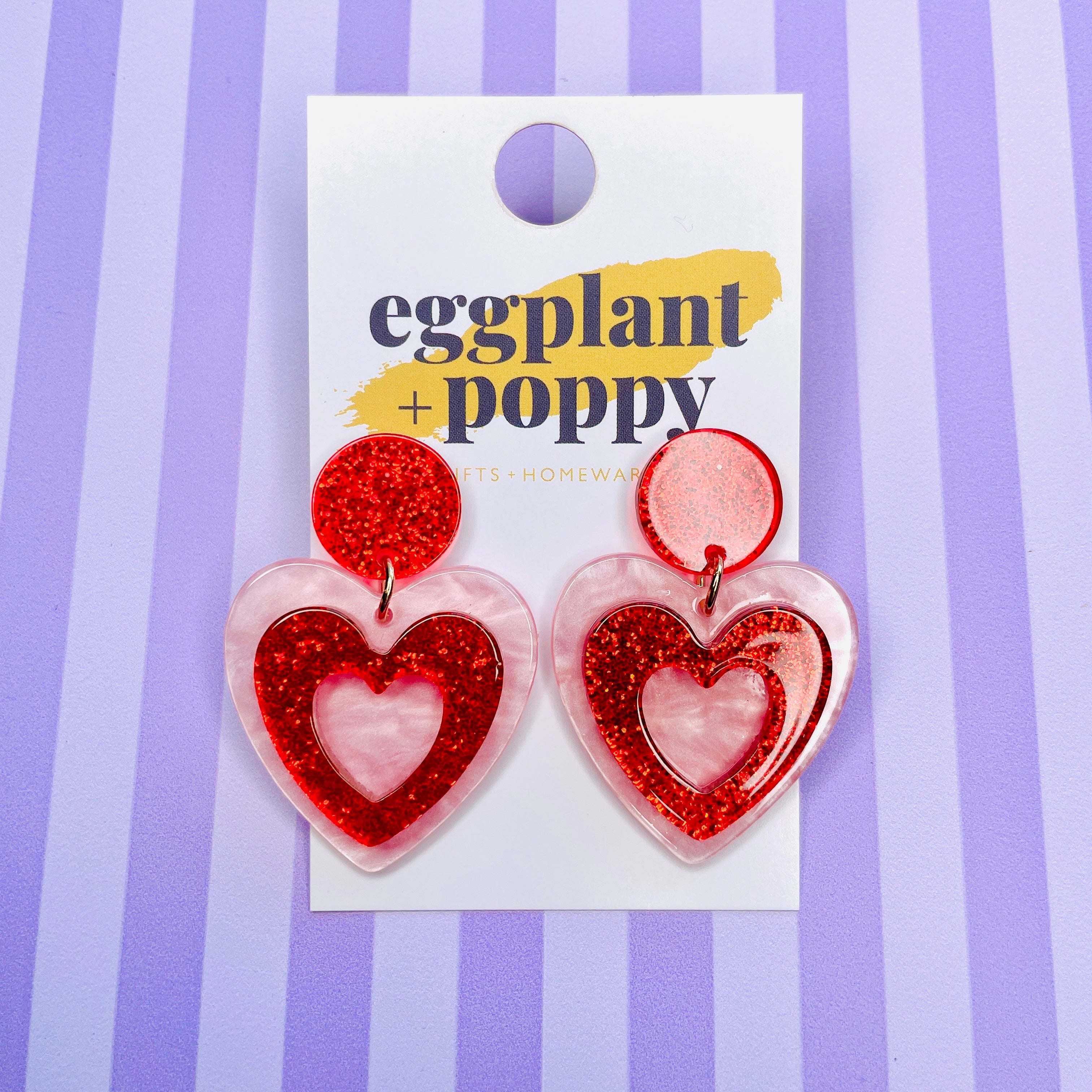 Glitter Heart Earrings