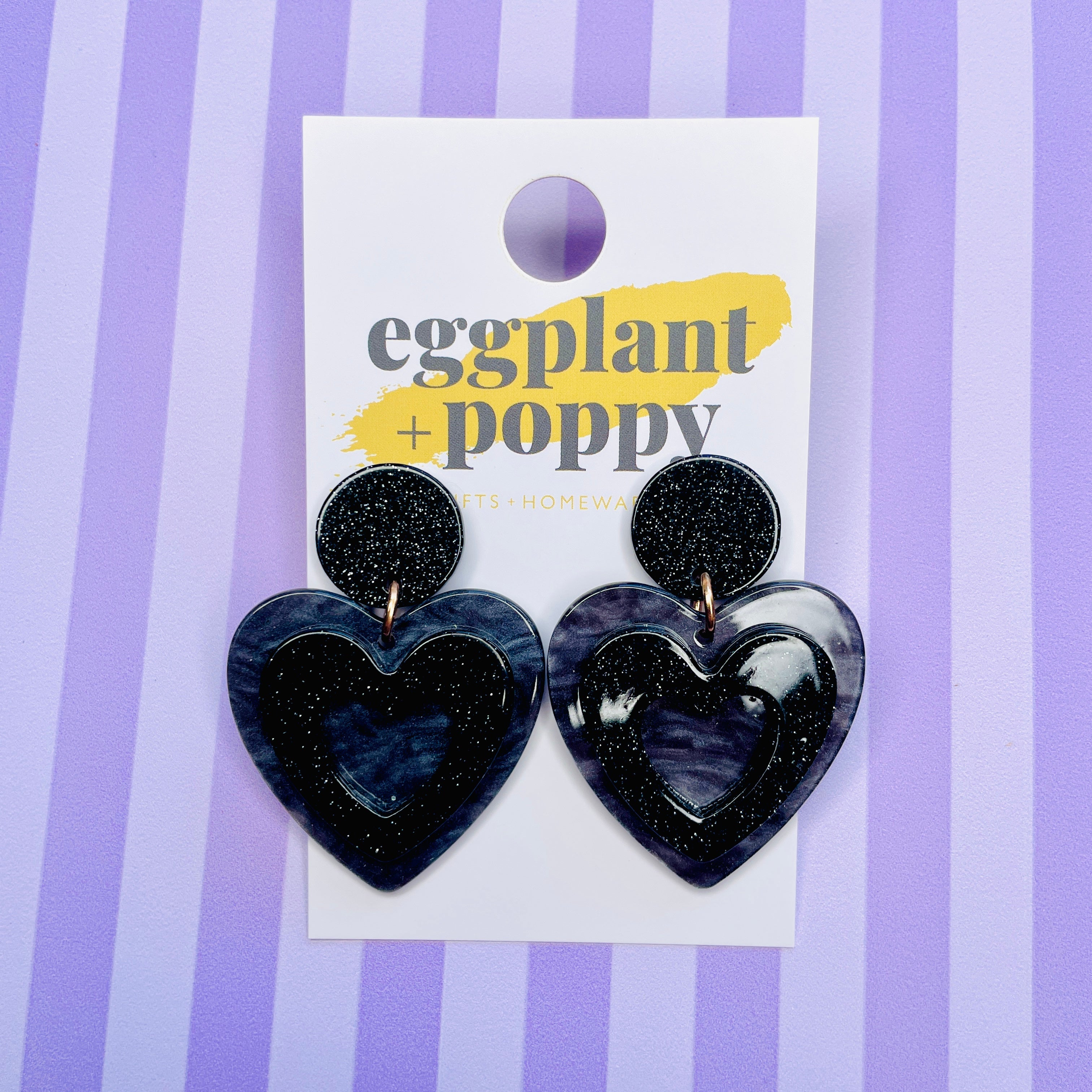 Glitter Heart Earrings