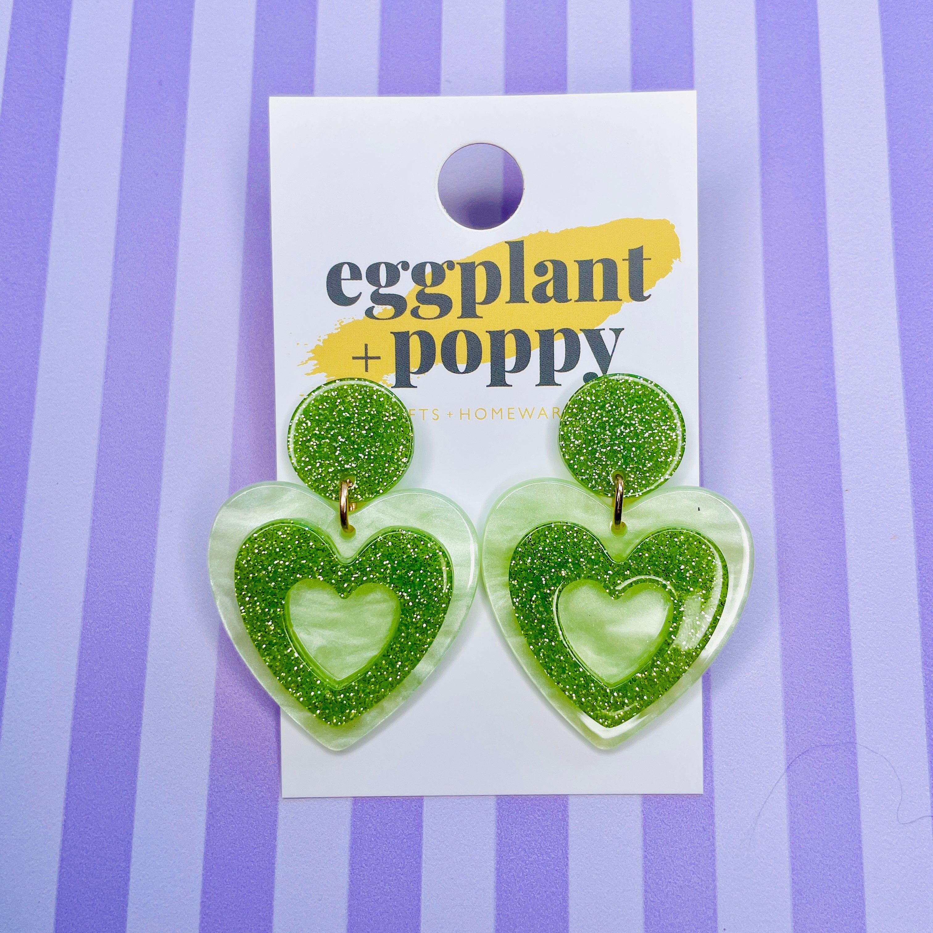 Glitter Heart Earrings