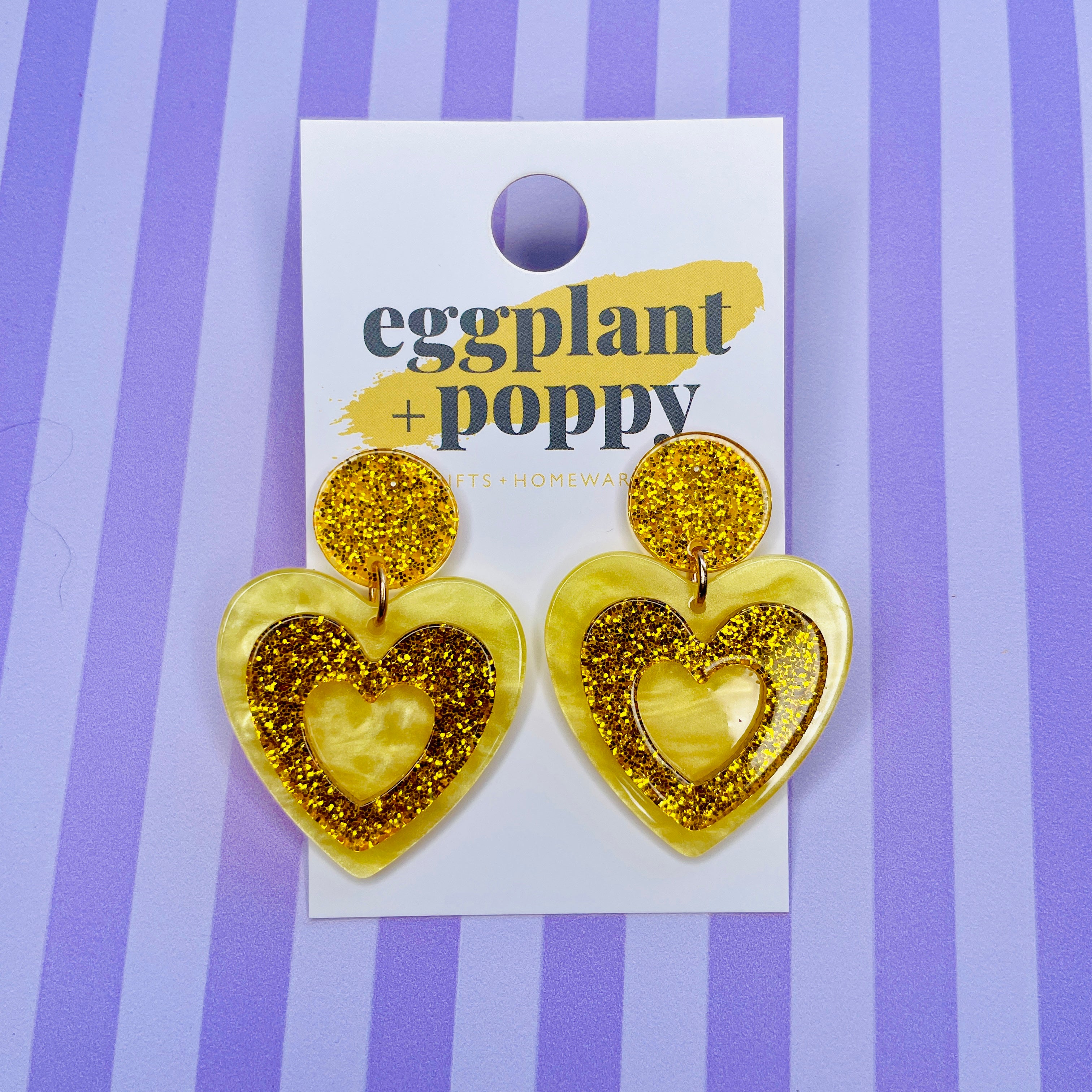 Glitter Heart Earrings