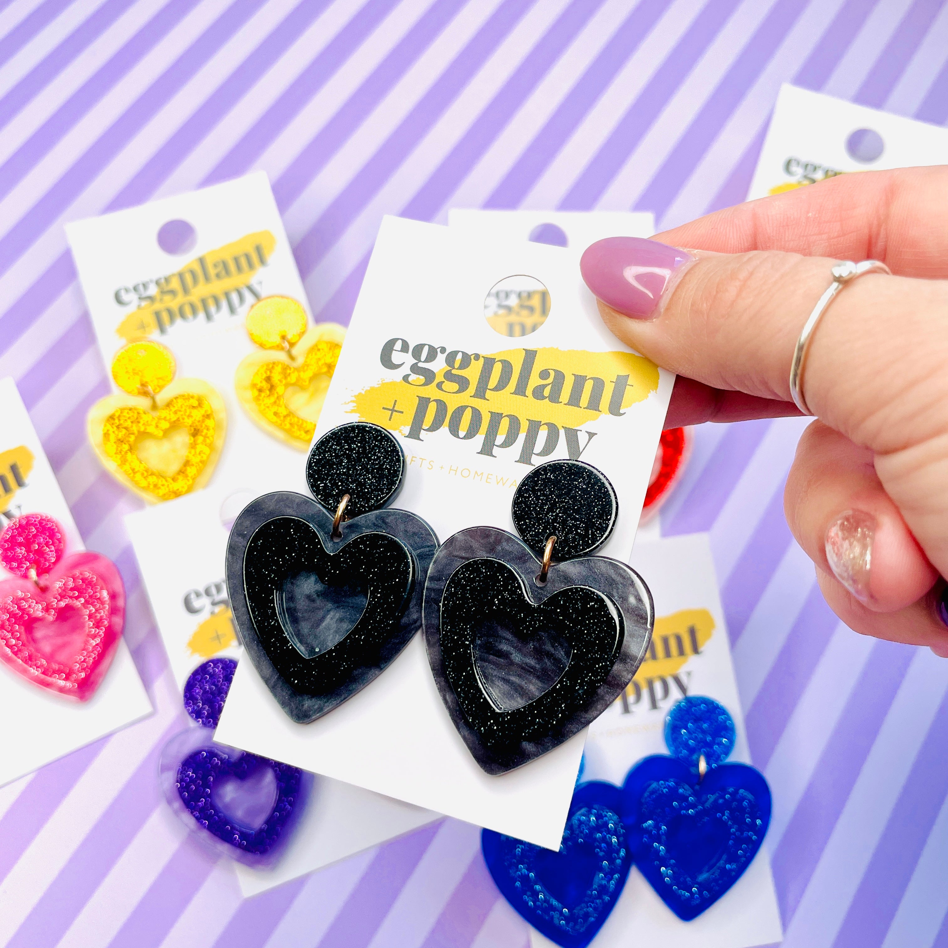 Glitter Heart Earrings