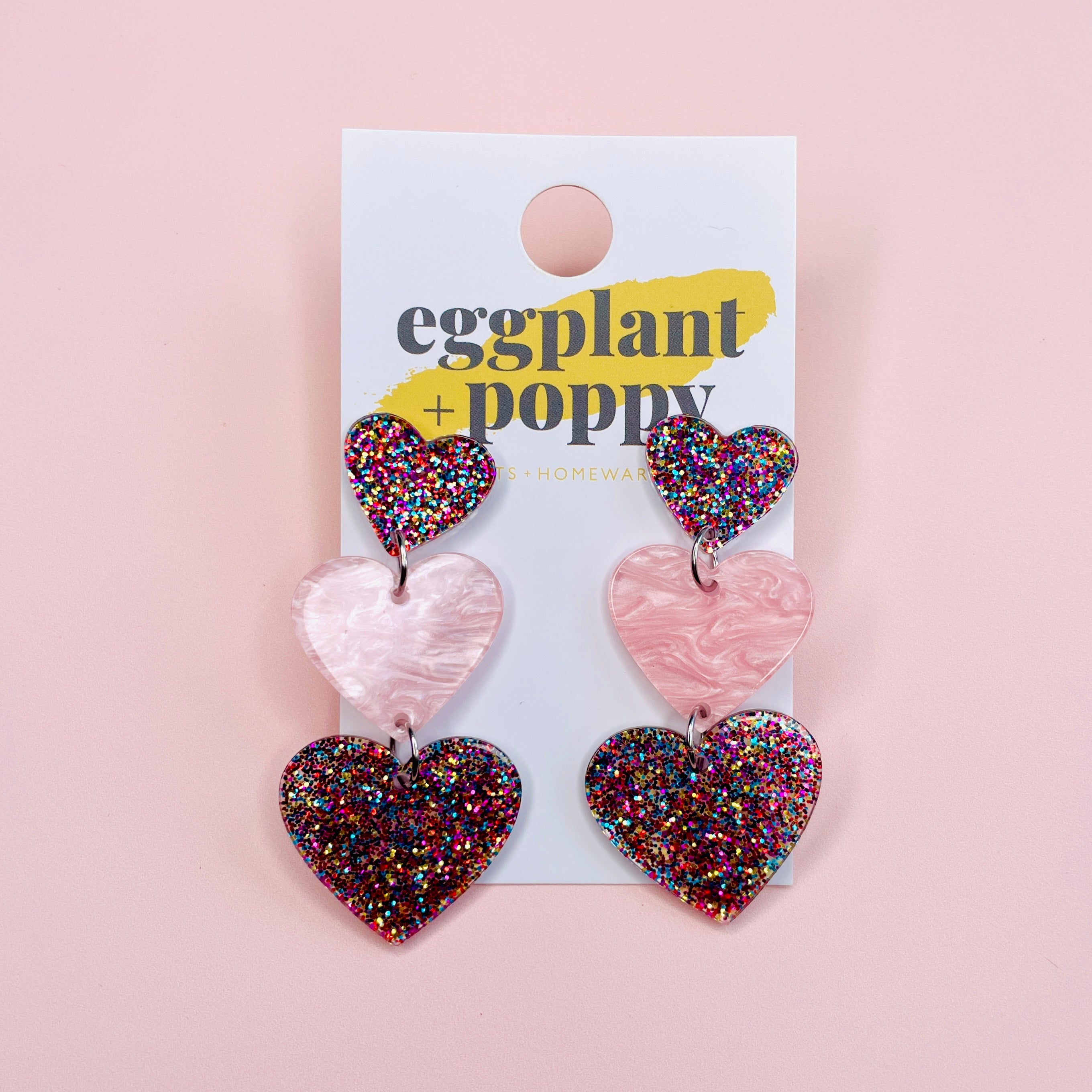 Triple Heart Earrings