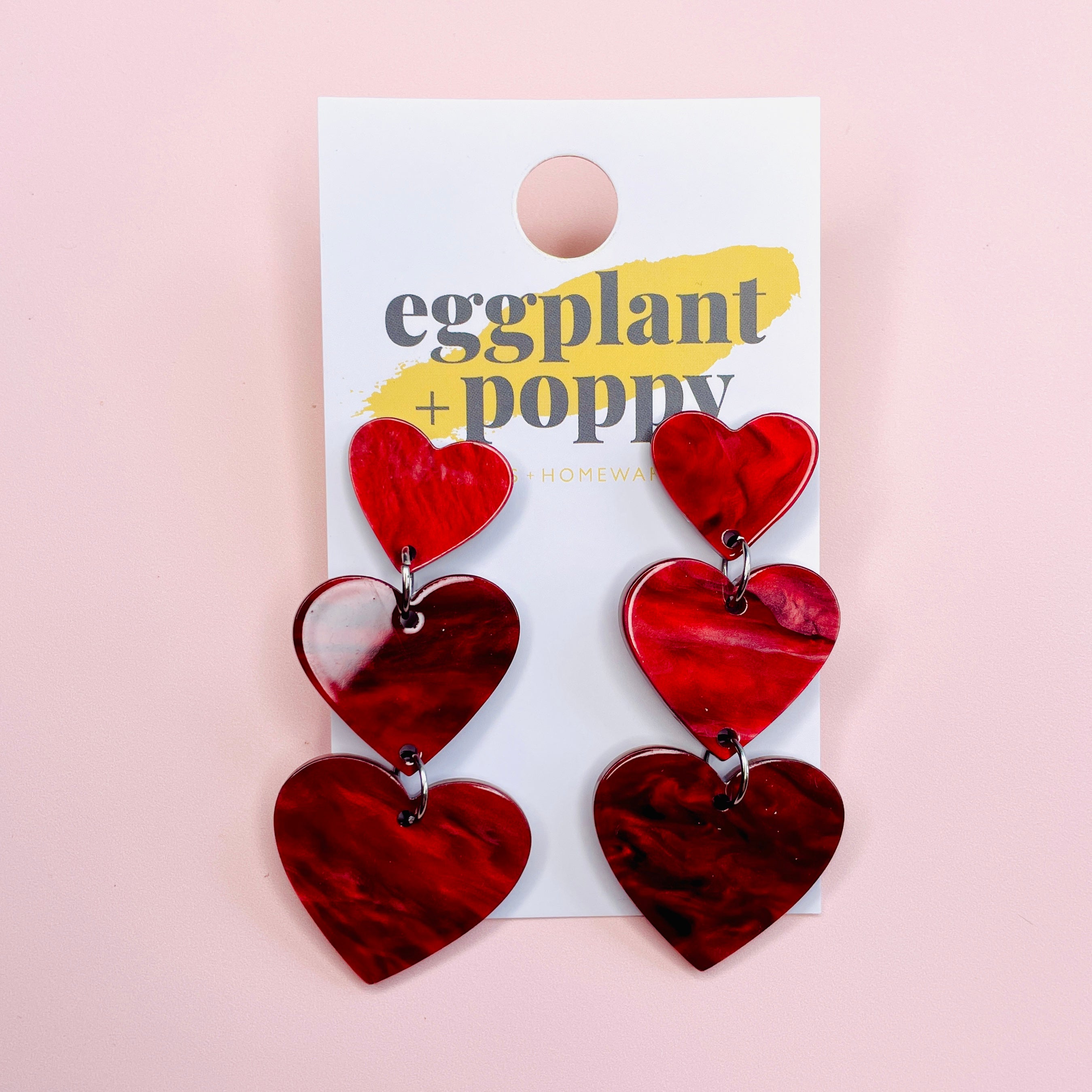 Triple Heart Earrings