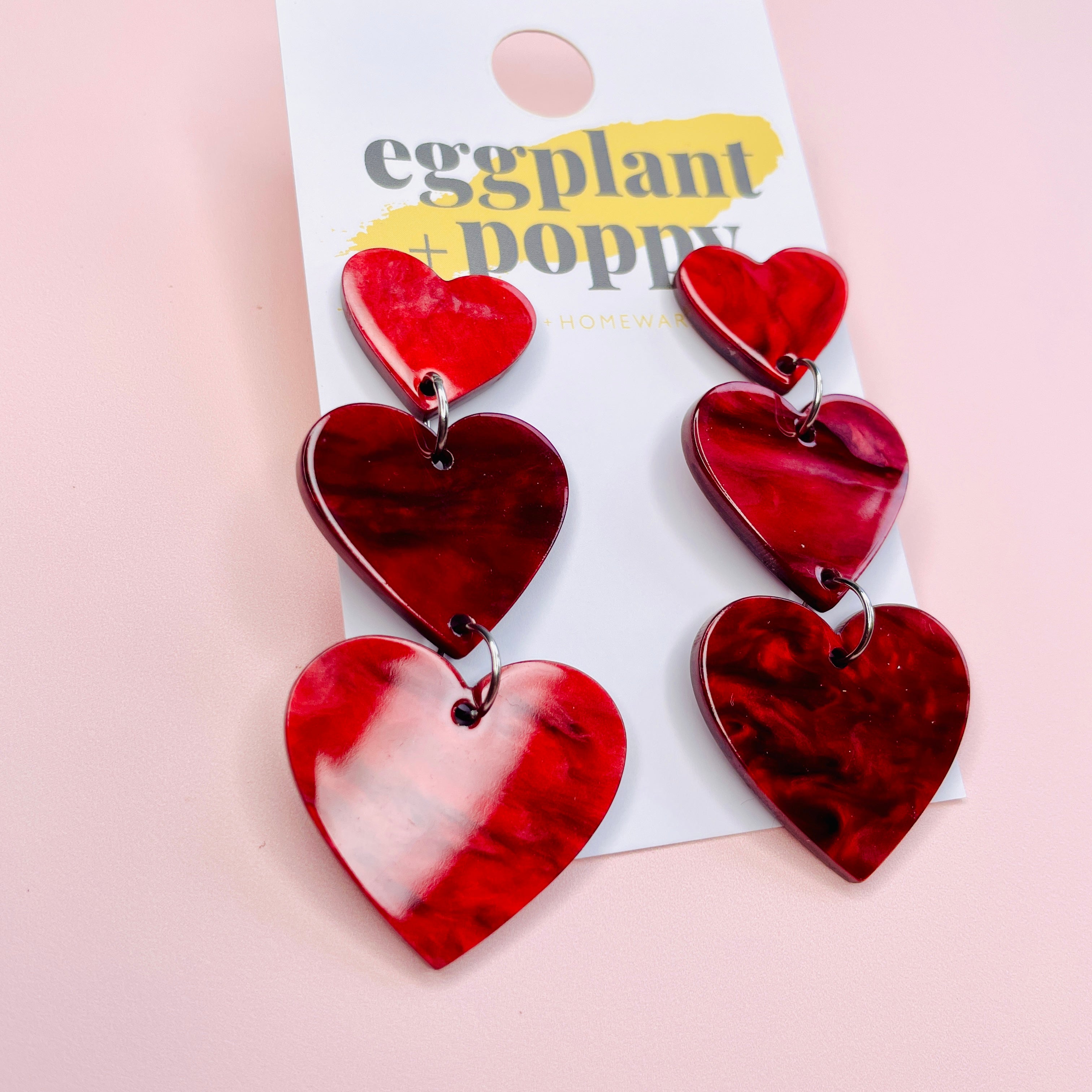 Triple Heart Earrings