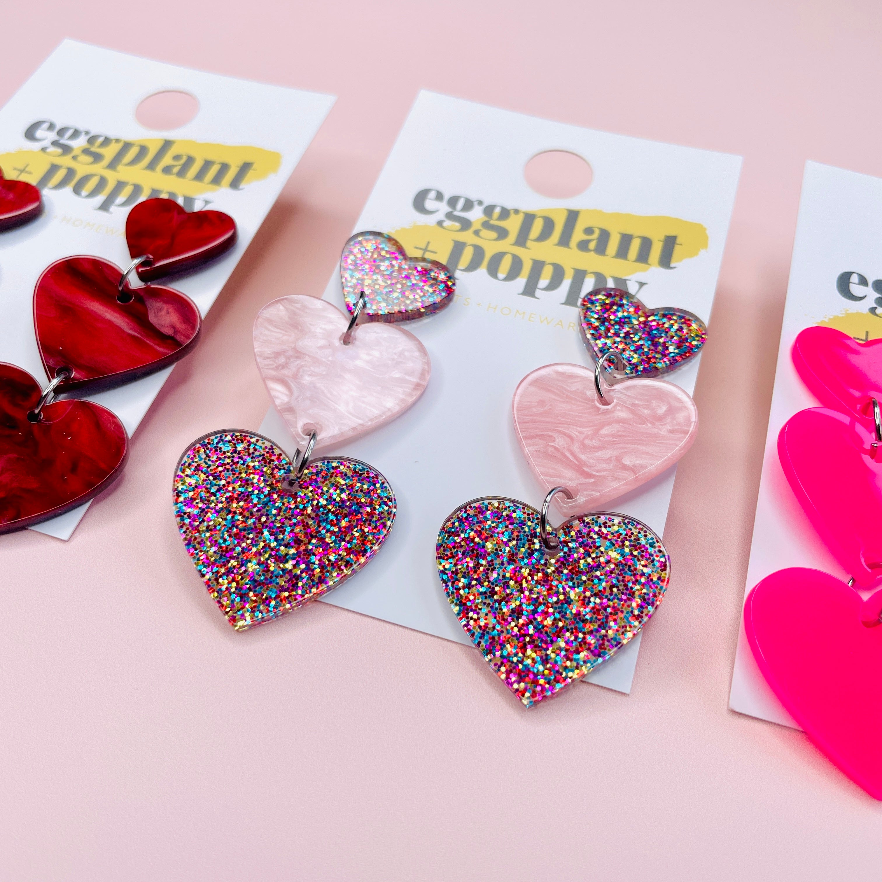 Triple Heart Earrings