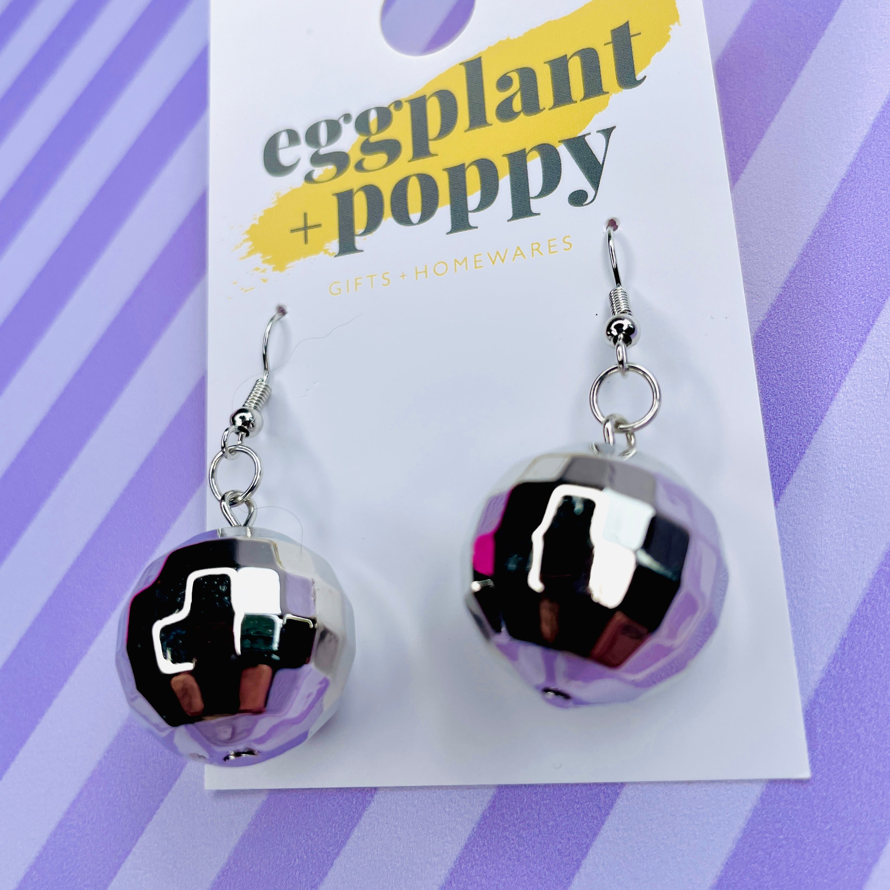 Silver Disco Ball Earrings
