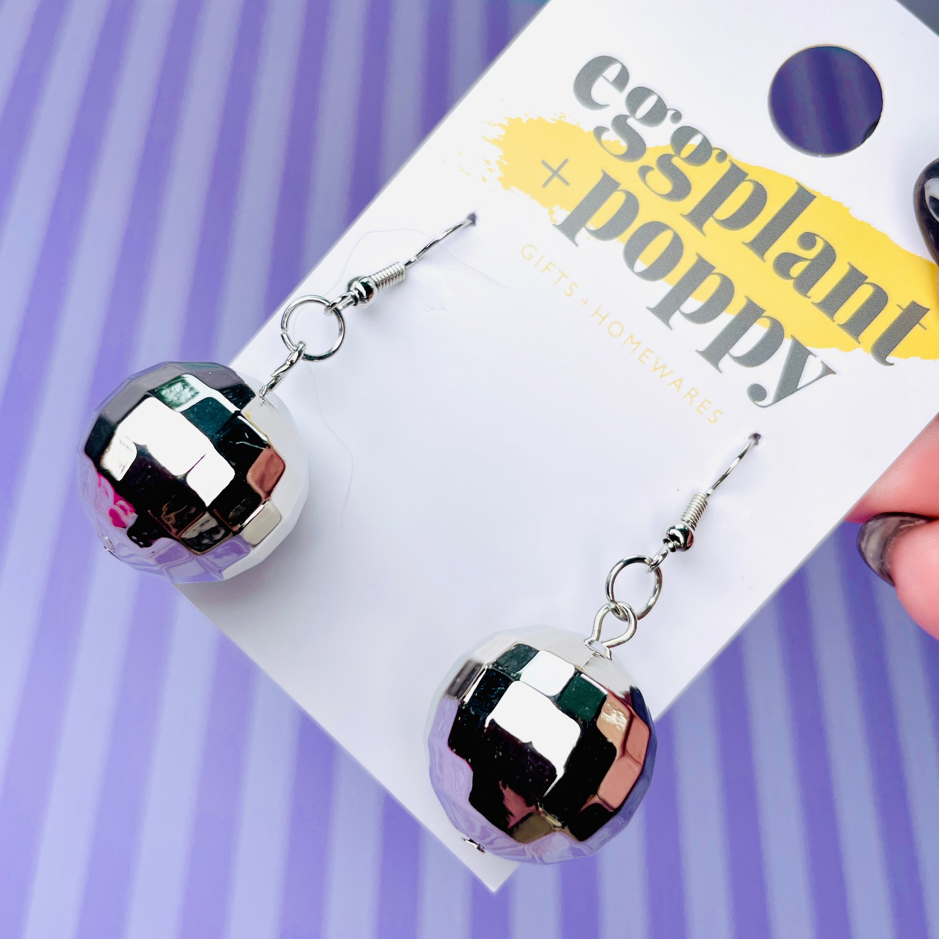Silver Disco Ball Earrings