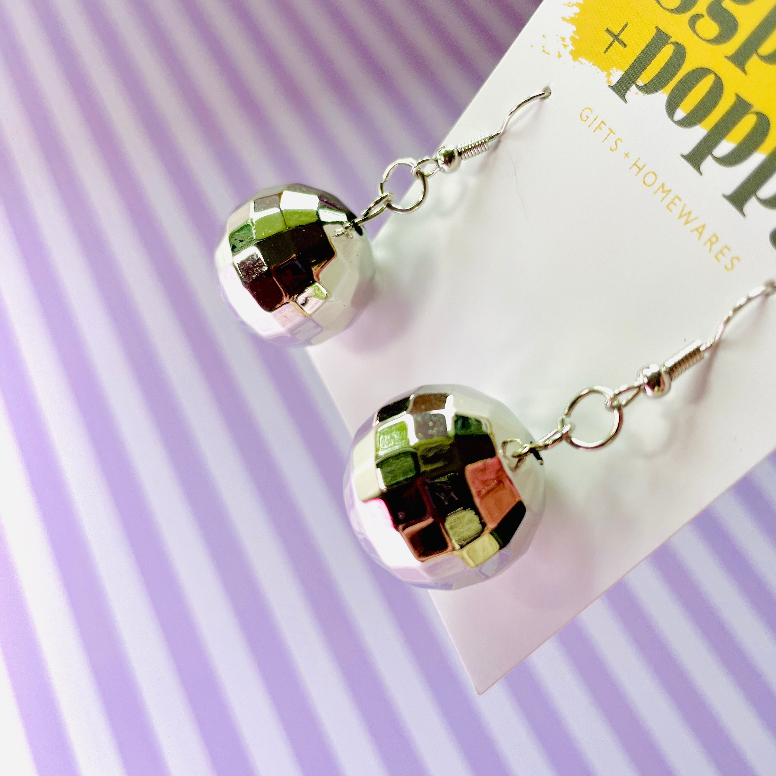 Silver Disco Ball Earrings