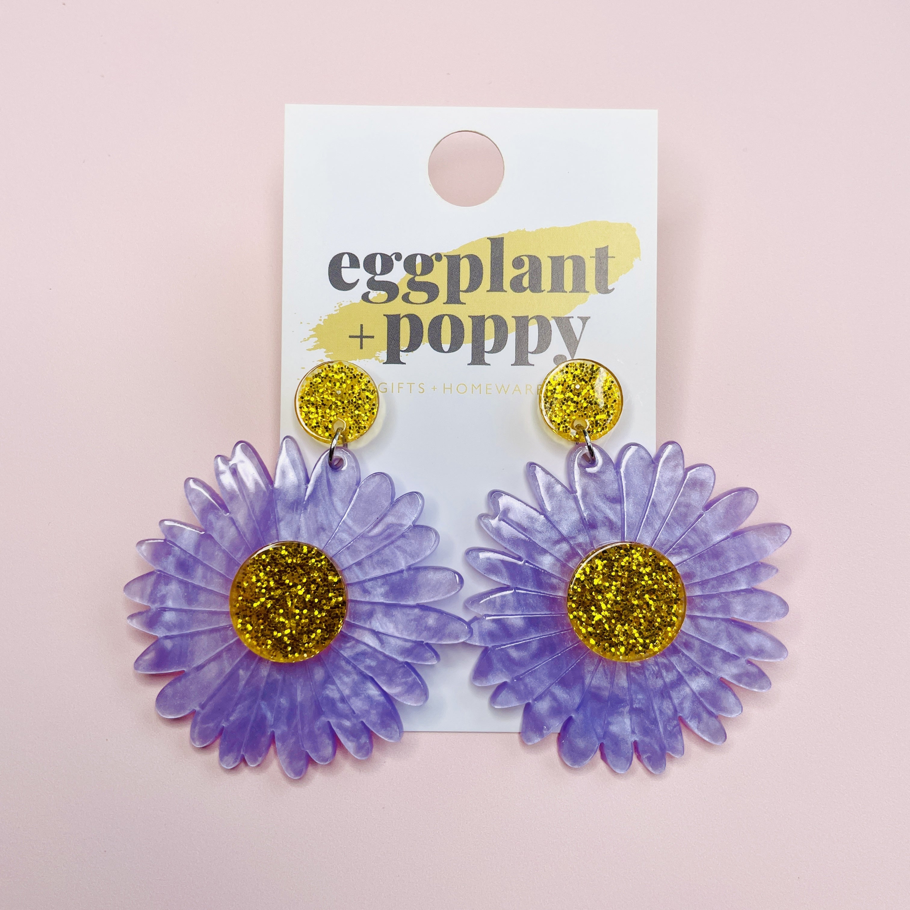 Purple Daisy Earrings