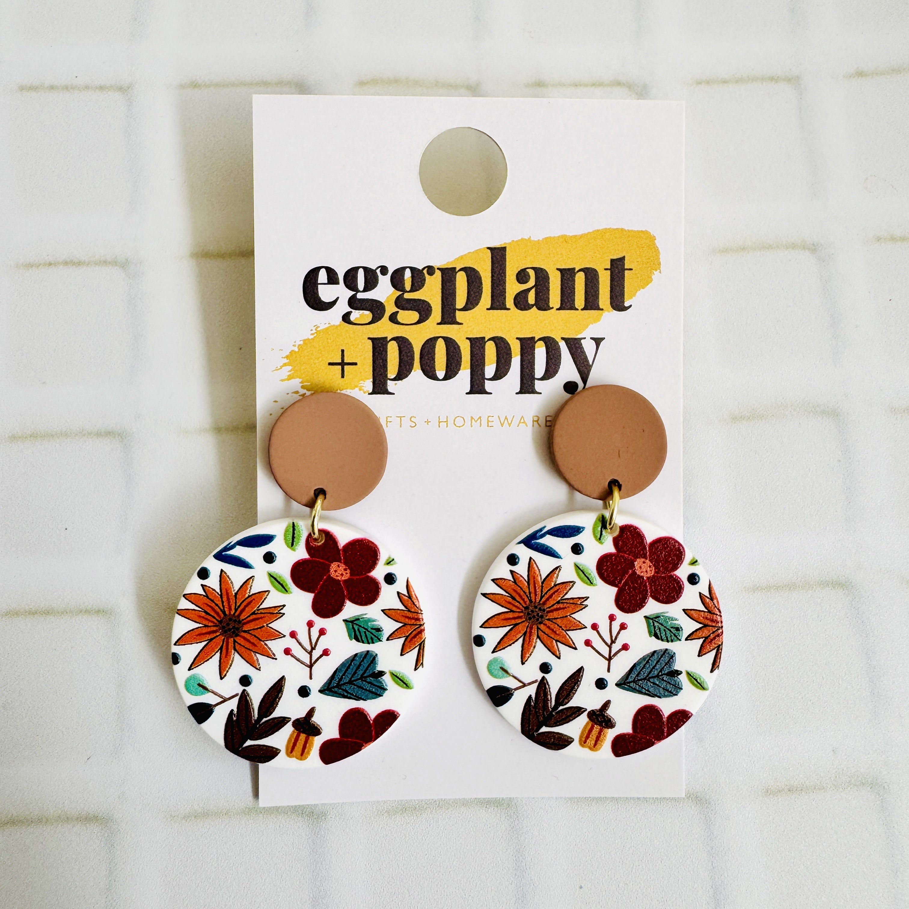 Brown Floral Earrings