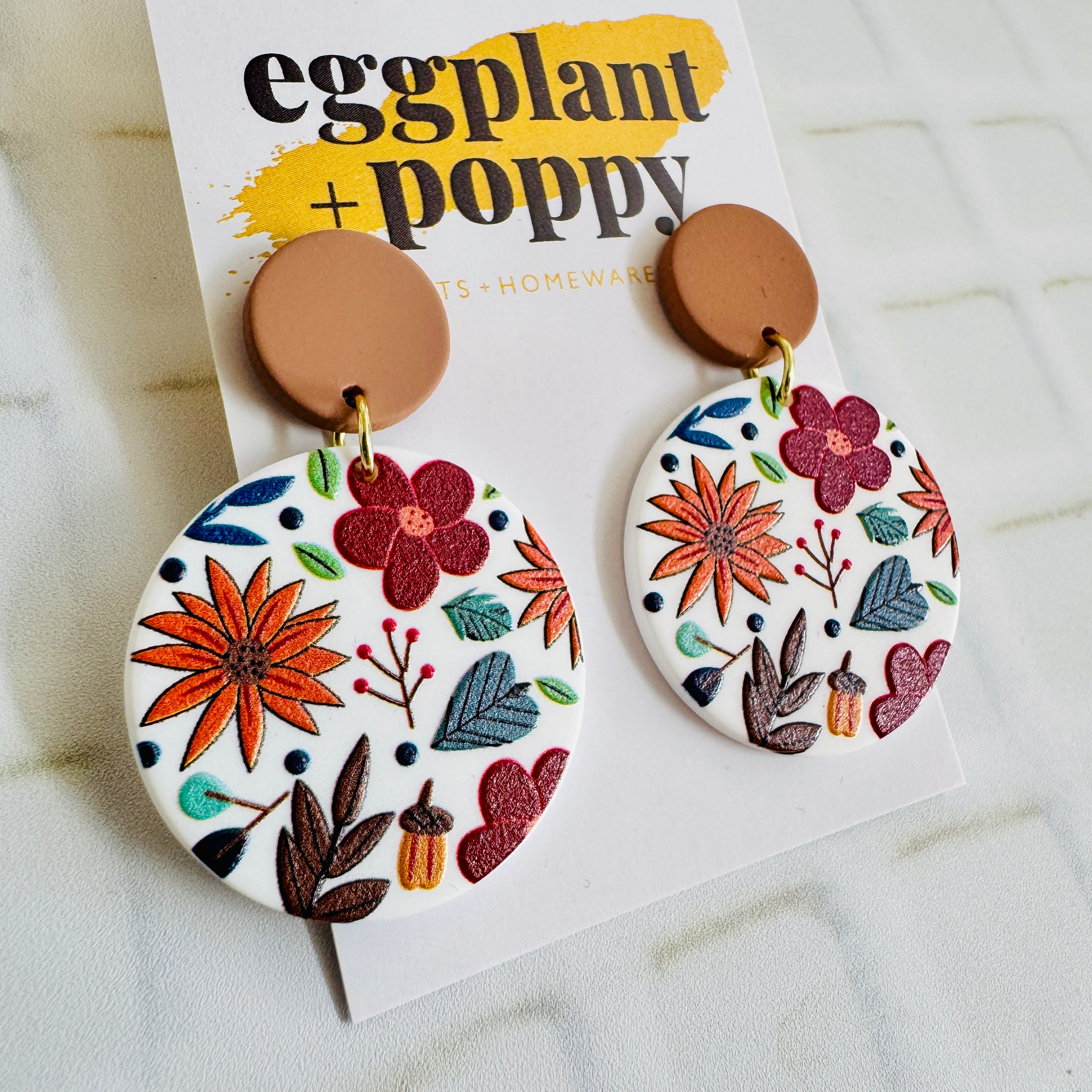 Brown Floral Earrings