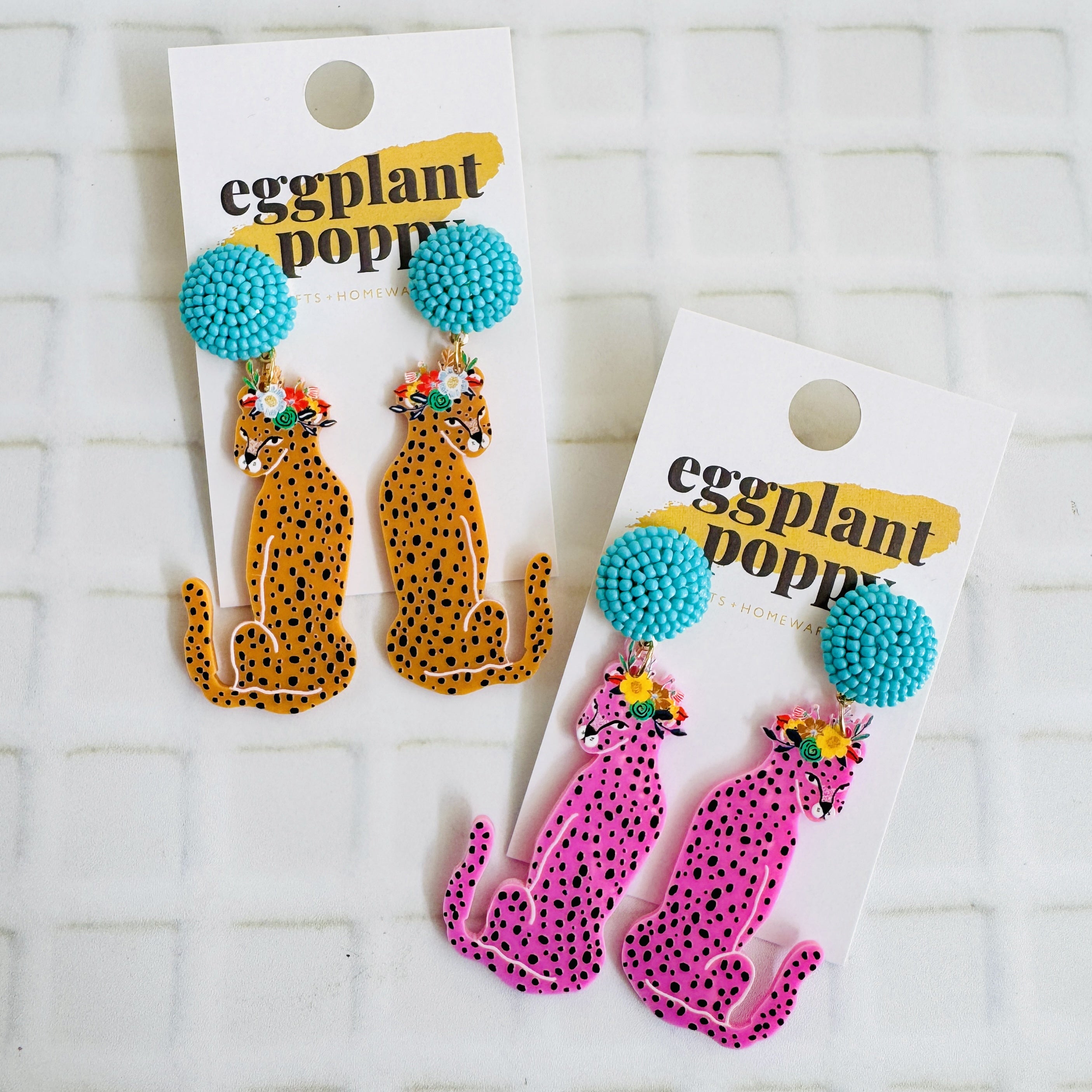 Beaded Cheetah Earrings