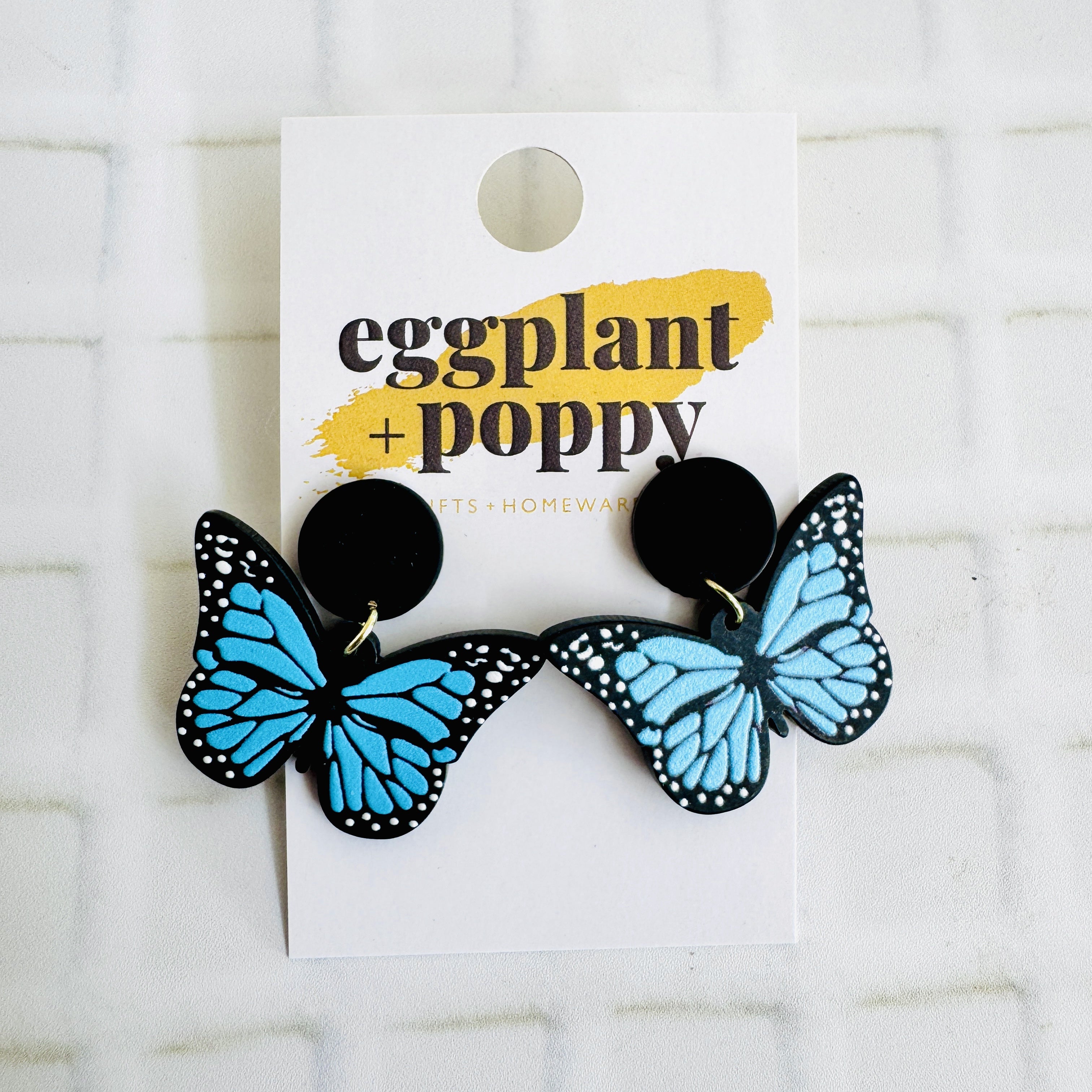 Blue & Black Butterfly Earrings