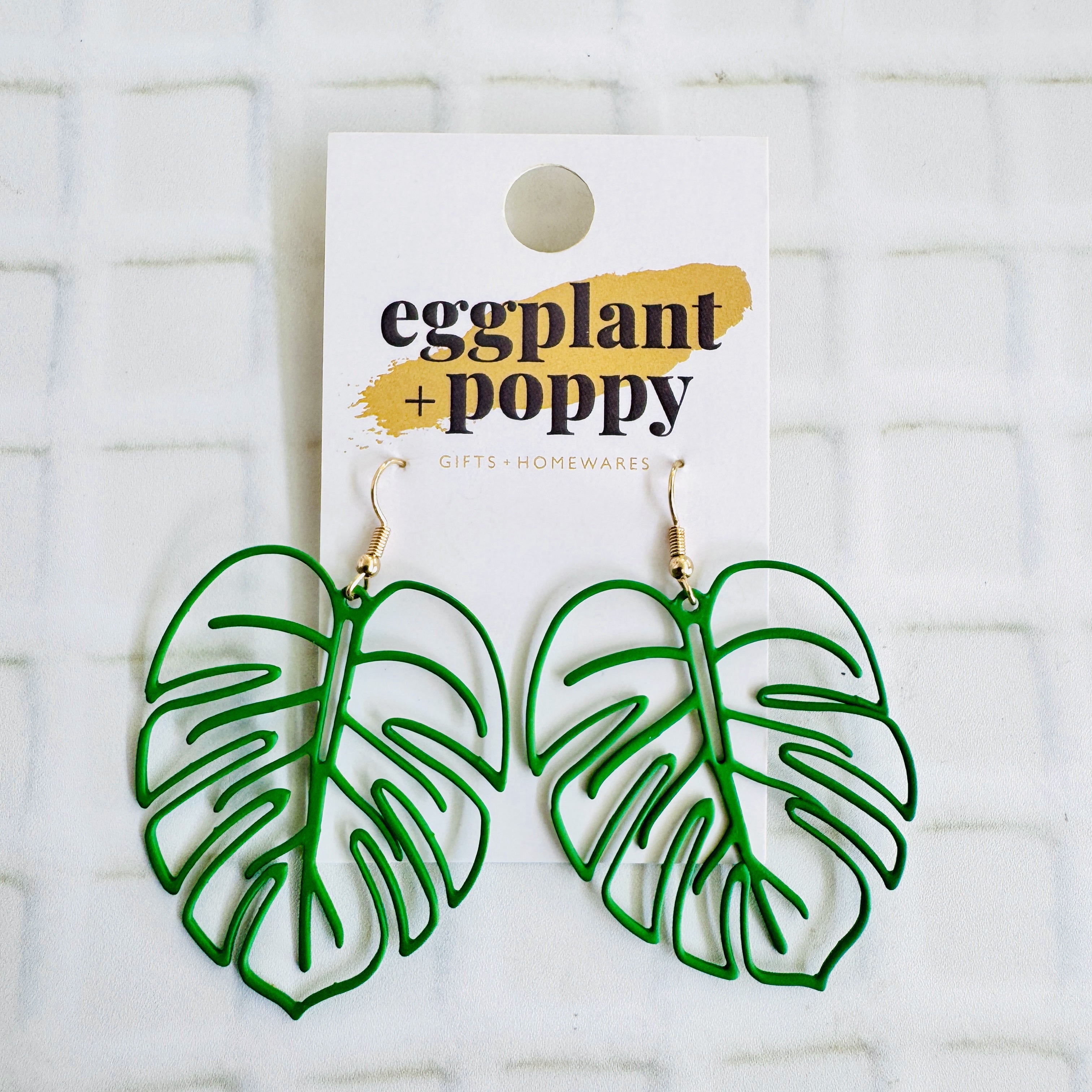 Fine Metal Monstera Leaf Earrings