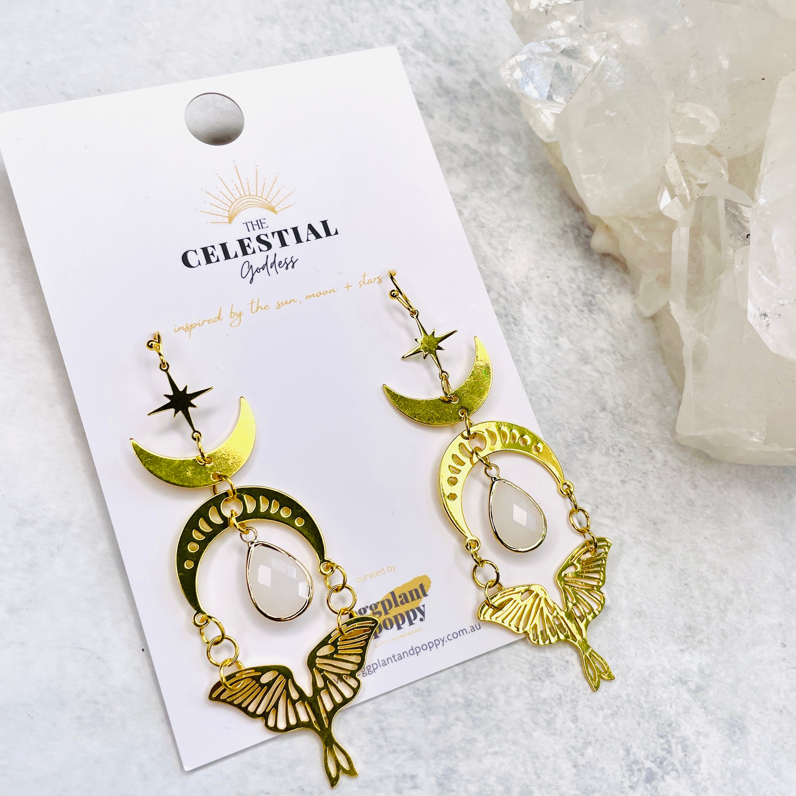 Under The Moon Moth Earrings