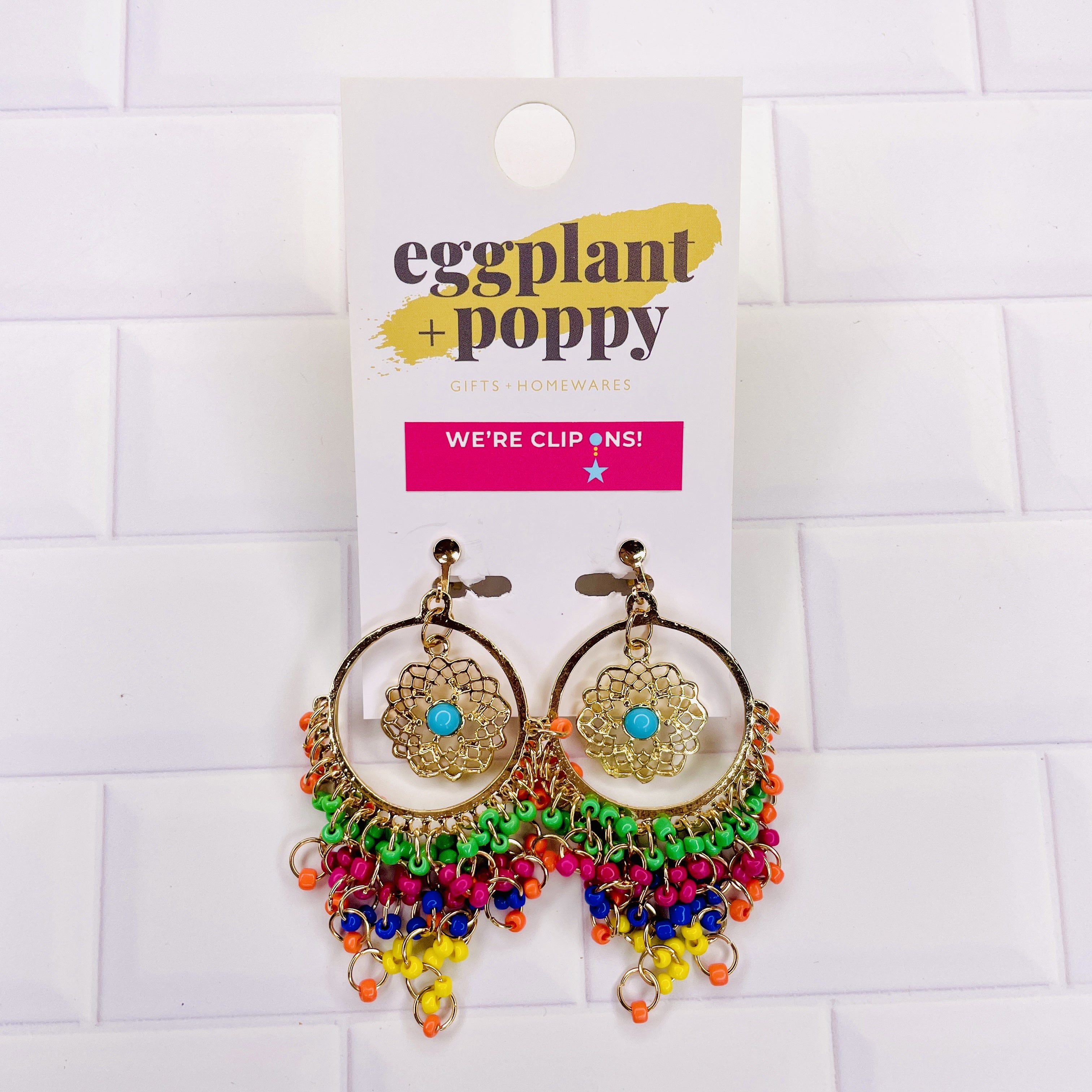 Clip On Earrings - Colourful Chandelier