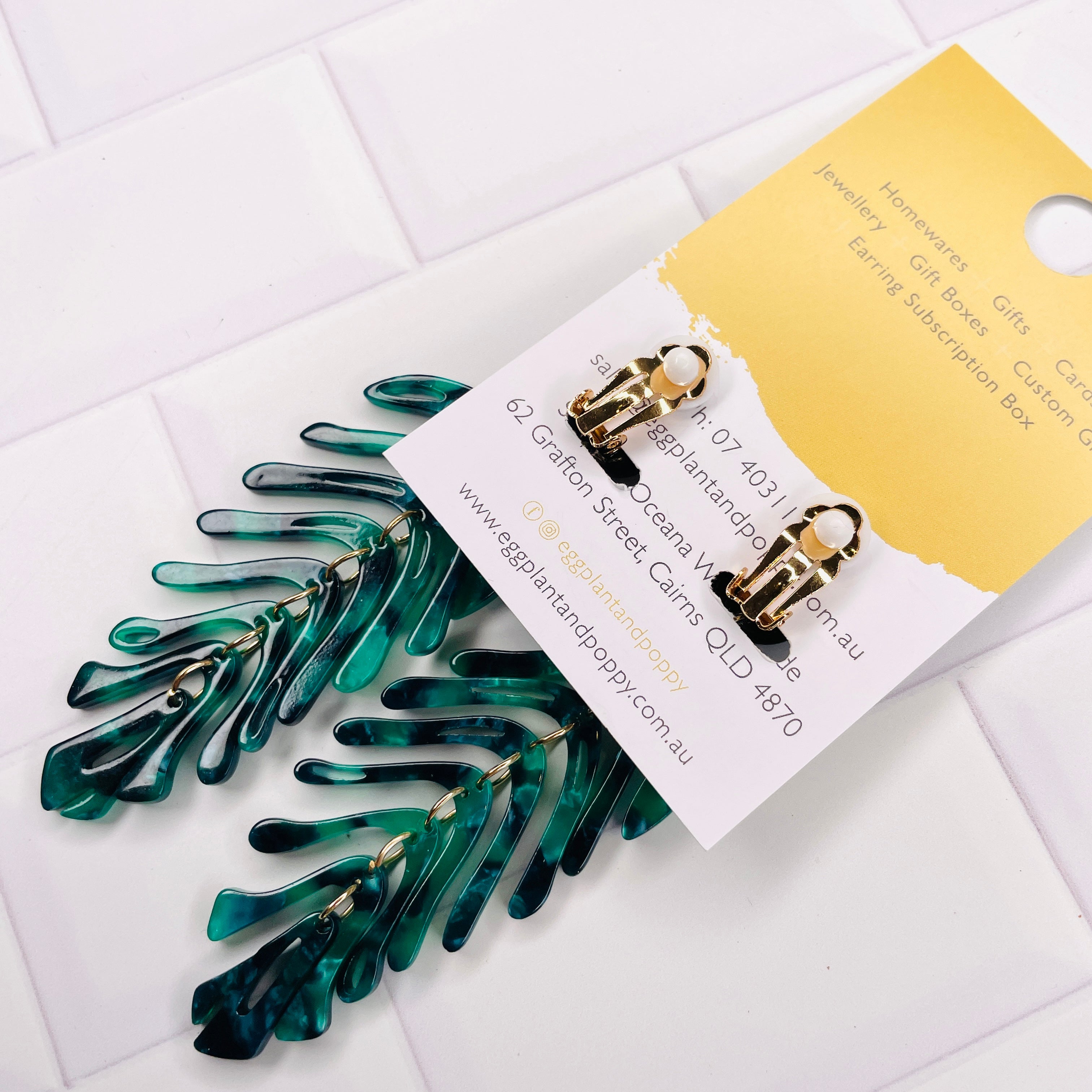 Clip On Earrings - Acrylic Feathers