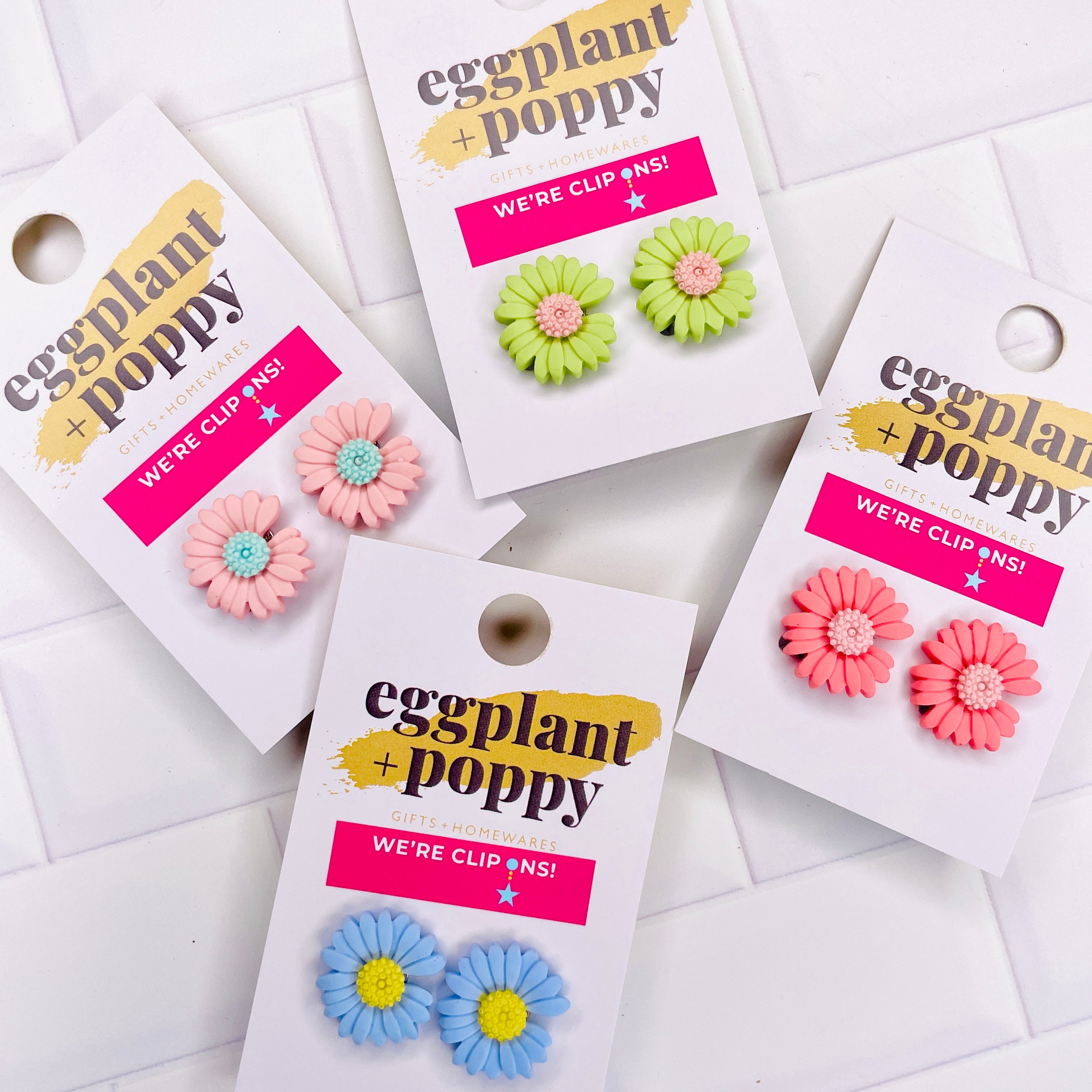 Clip On Earrings - Daisies