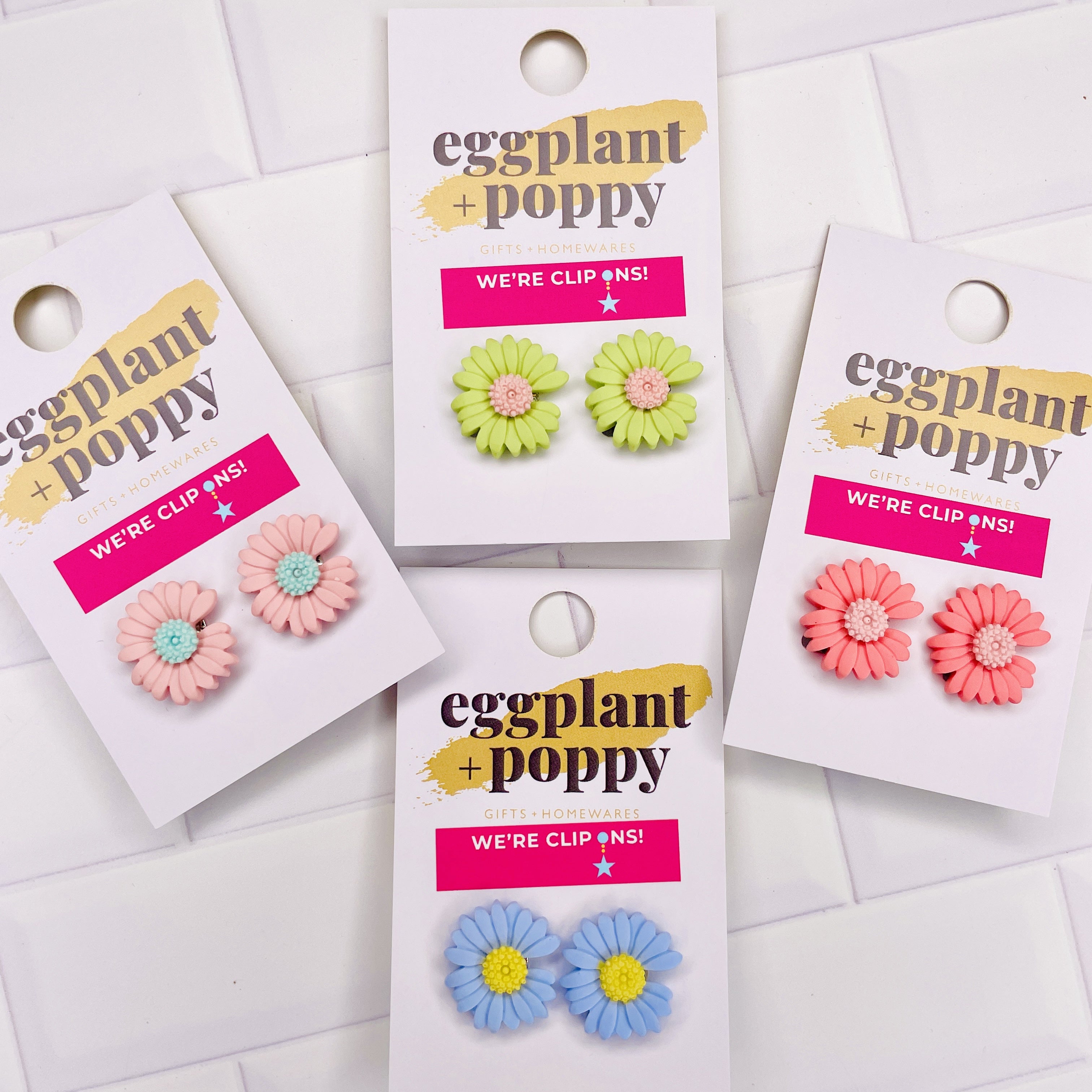 Clip On Earrings - Daisies