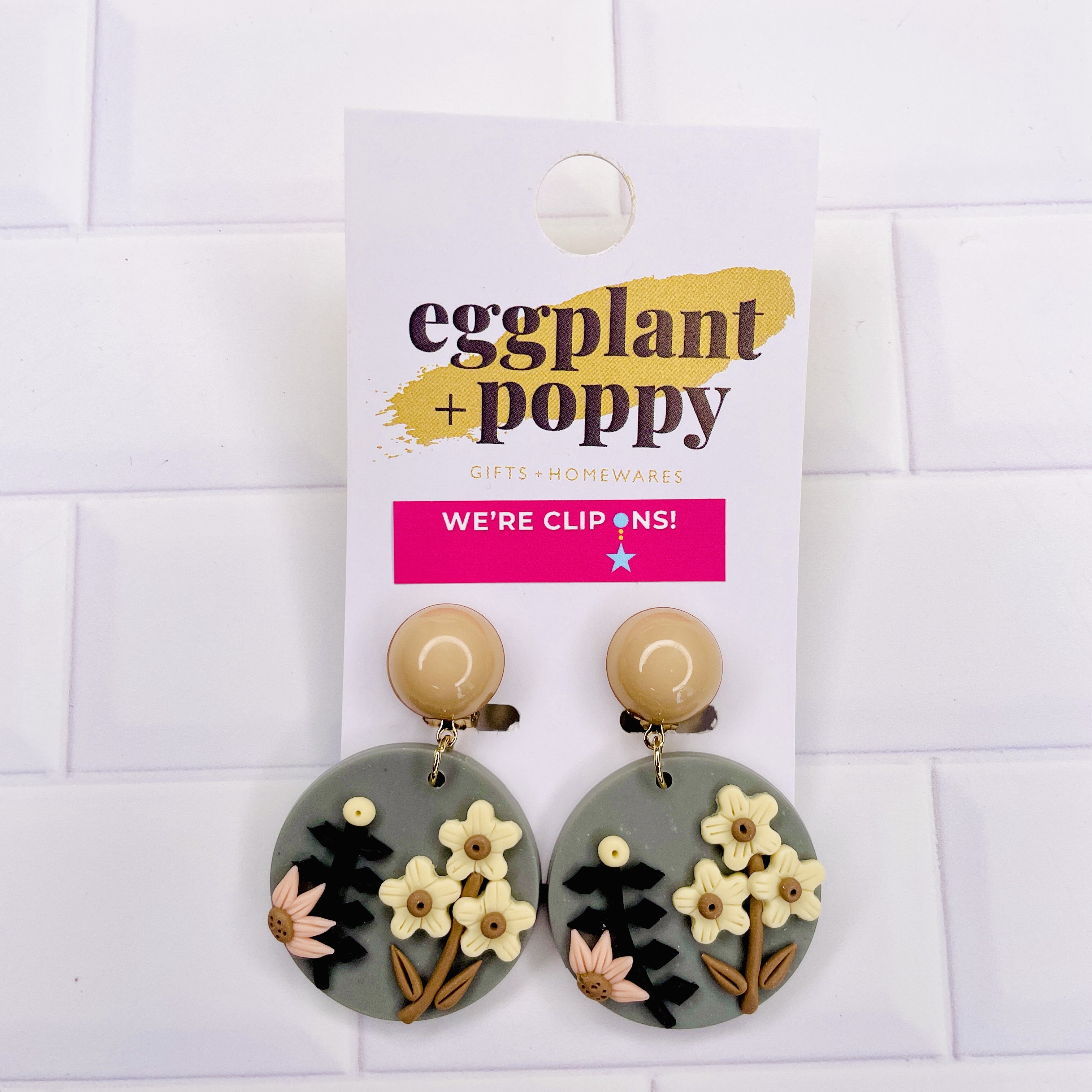 Clip On Earrings - Grey Gardens